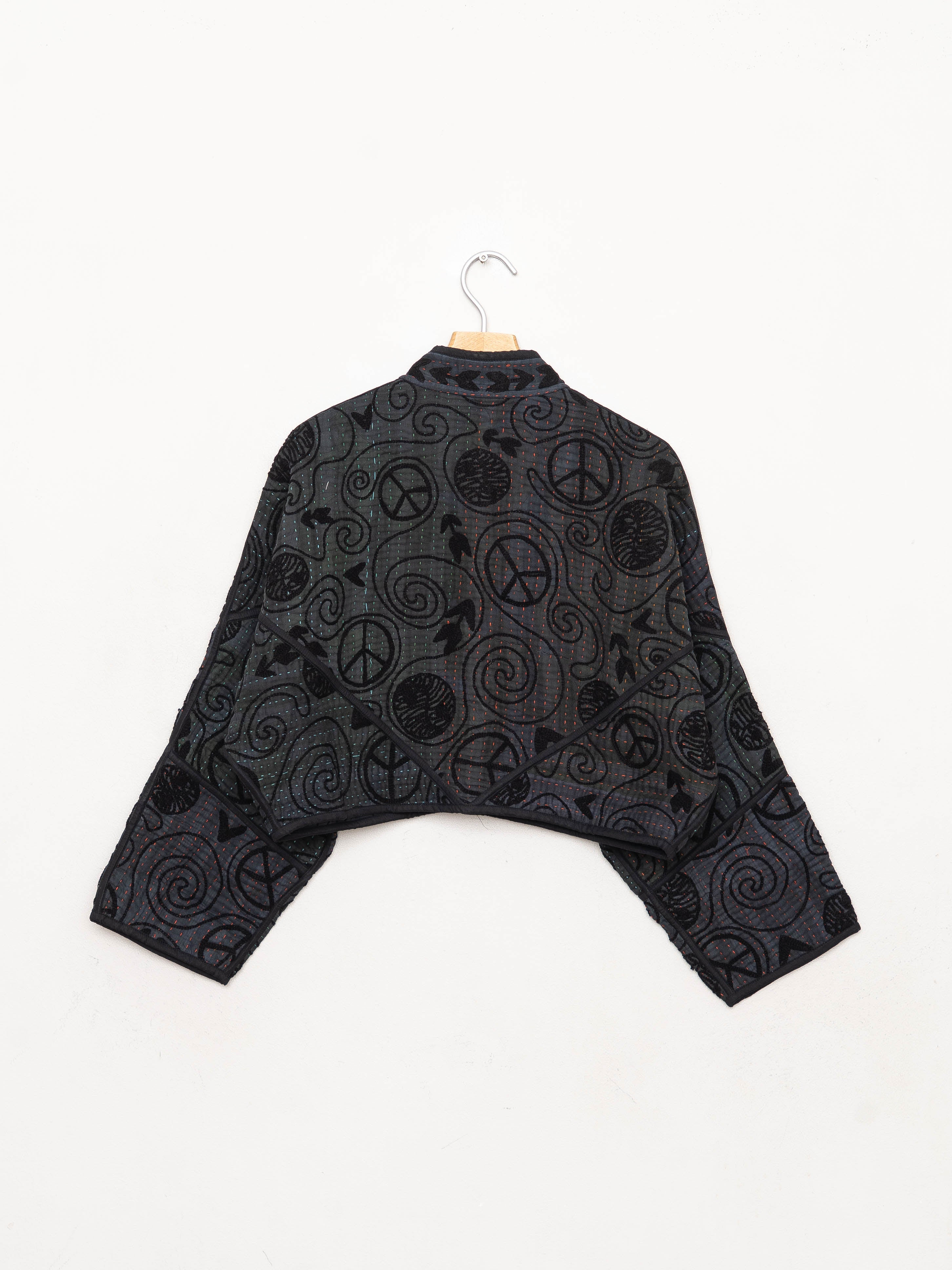 The Kaira Cropped Suzani Quilted Kantha Jacket