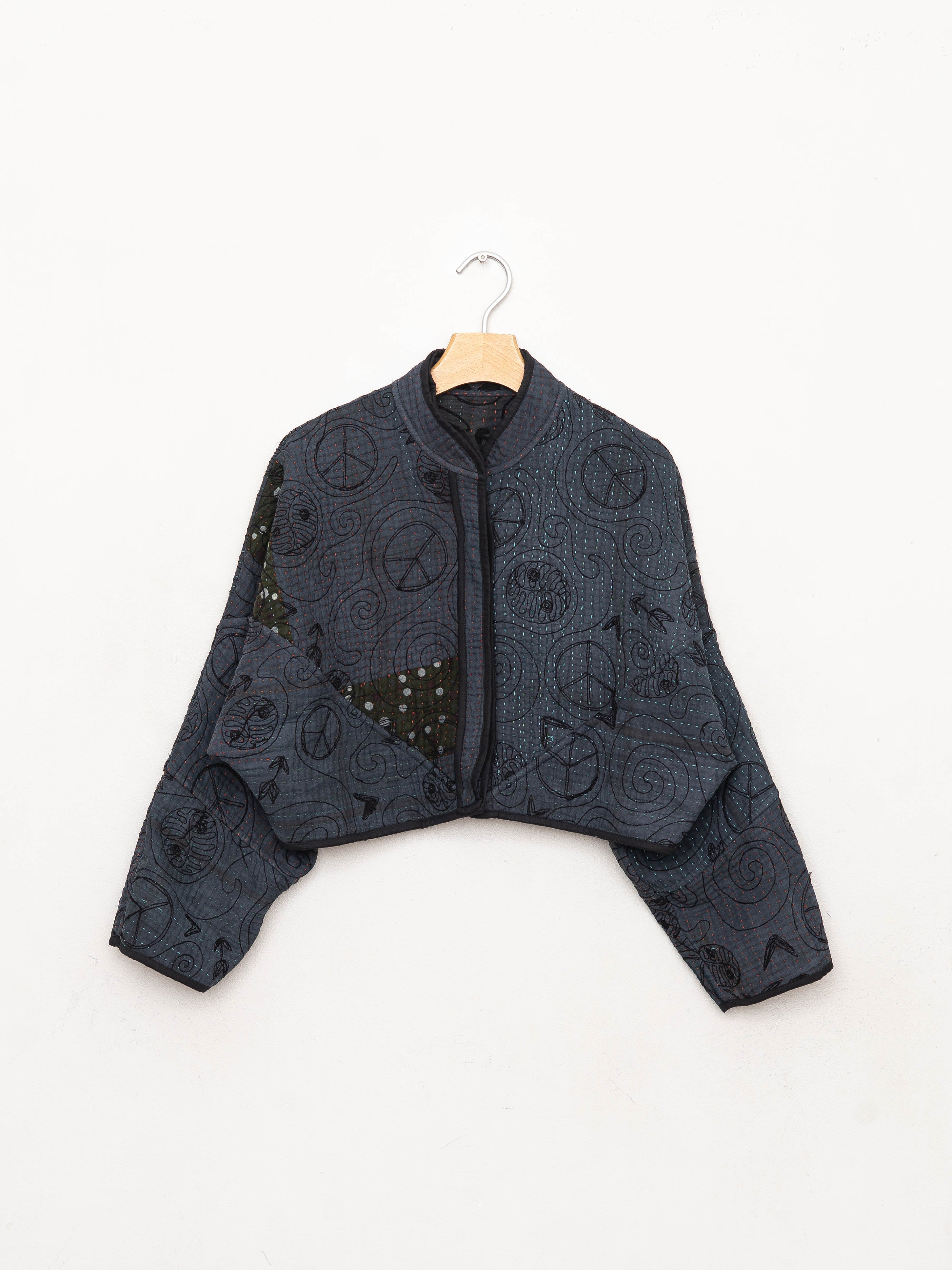 The Kaira Cropped Suzani Quilted Kantha Jacket