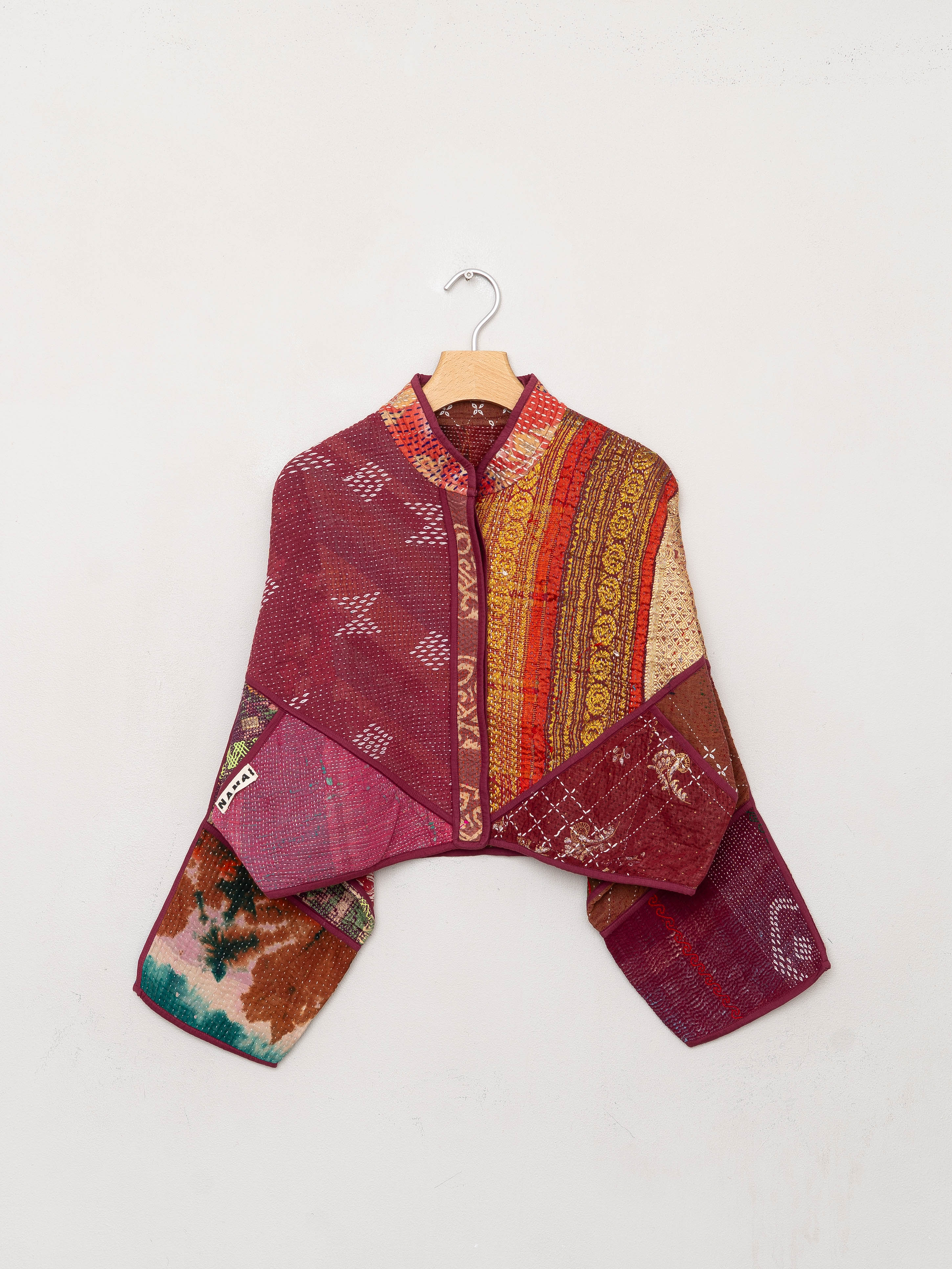 The Kaira Cropped Quilted Patchwork Kantha Jacket