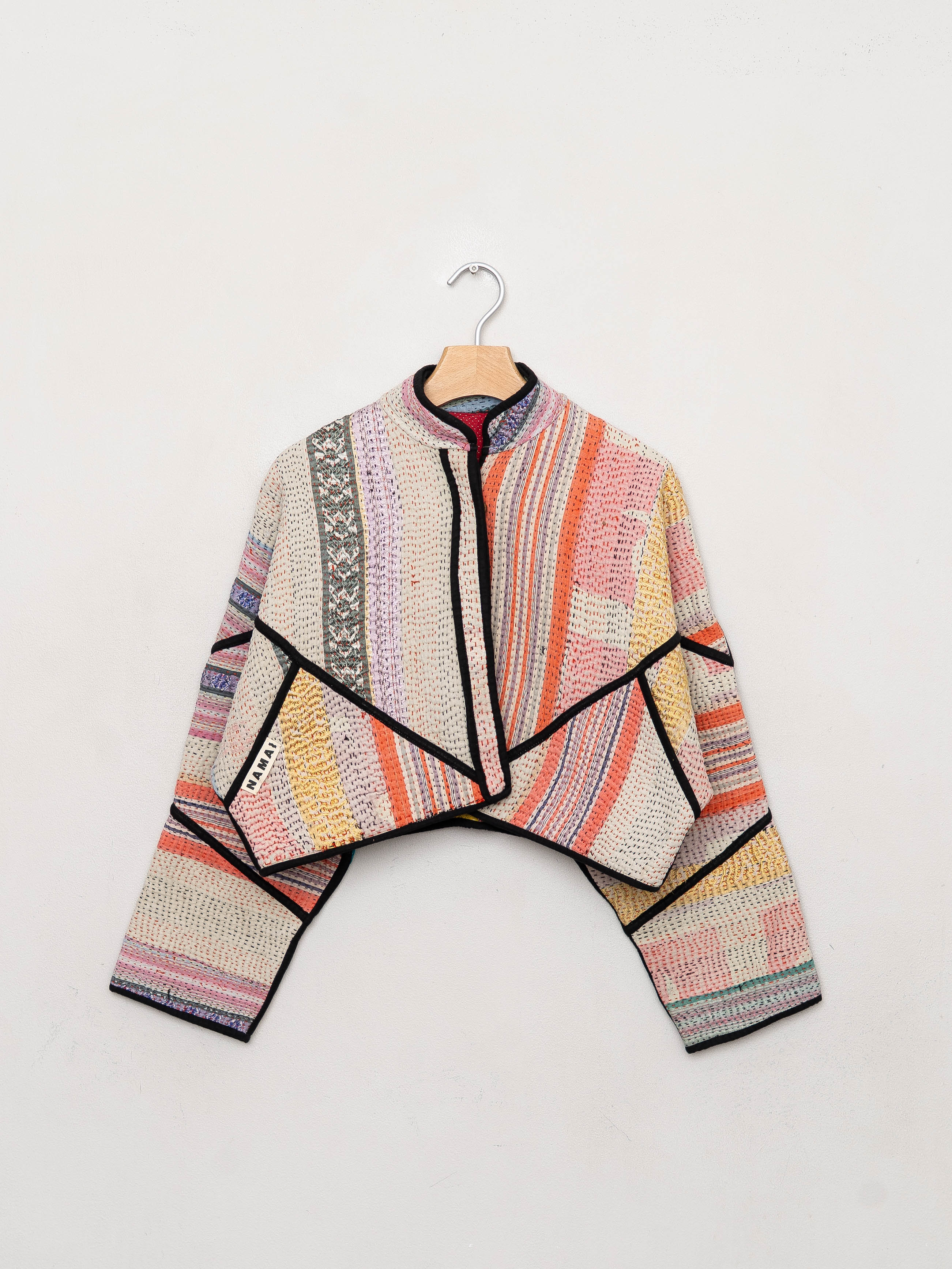 The Kaira Cropped Quilted Patchwork Kantha Jacket