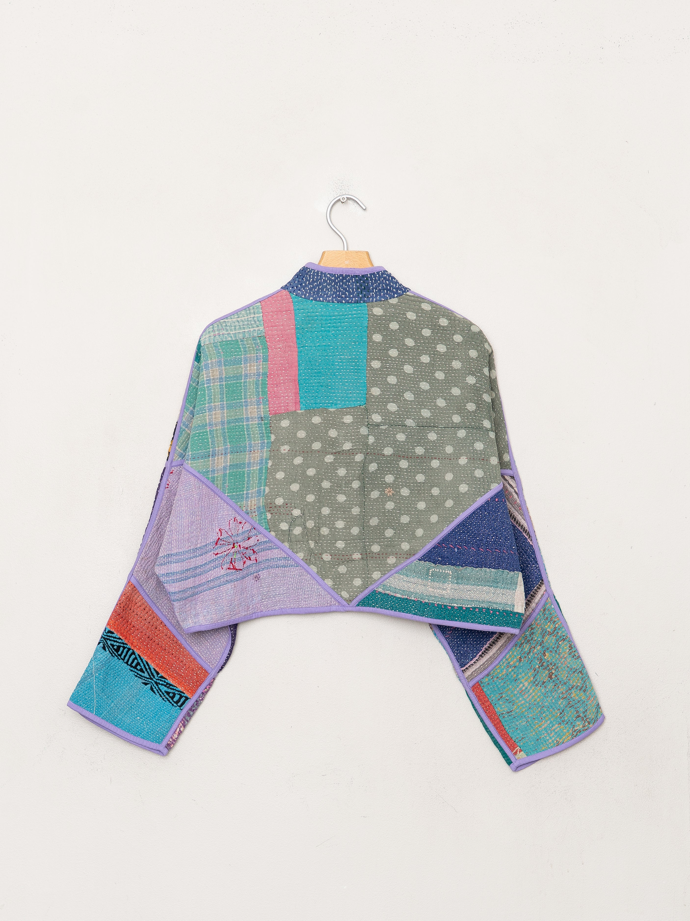 The Kaira Cropped Quilted Patchwork Kantha Jacket
