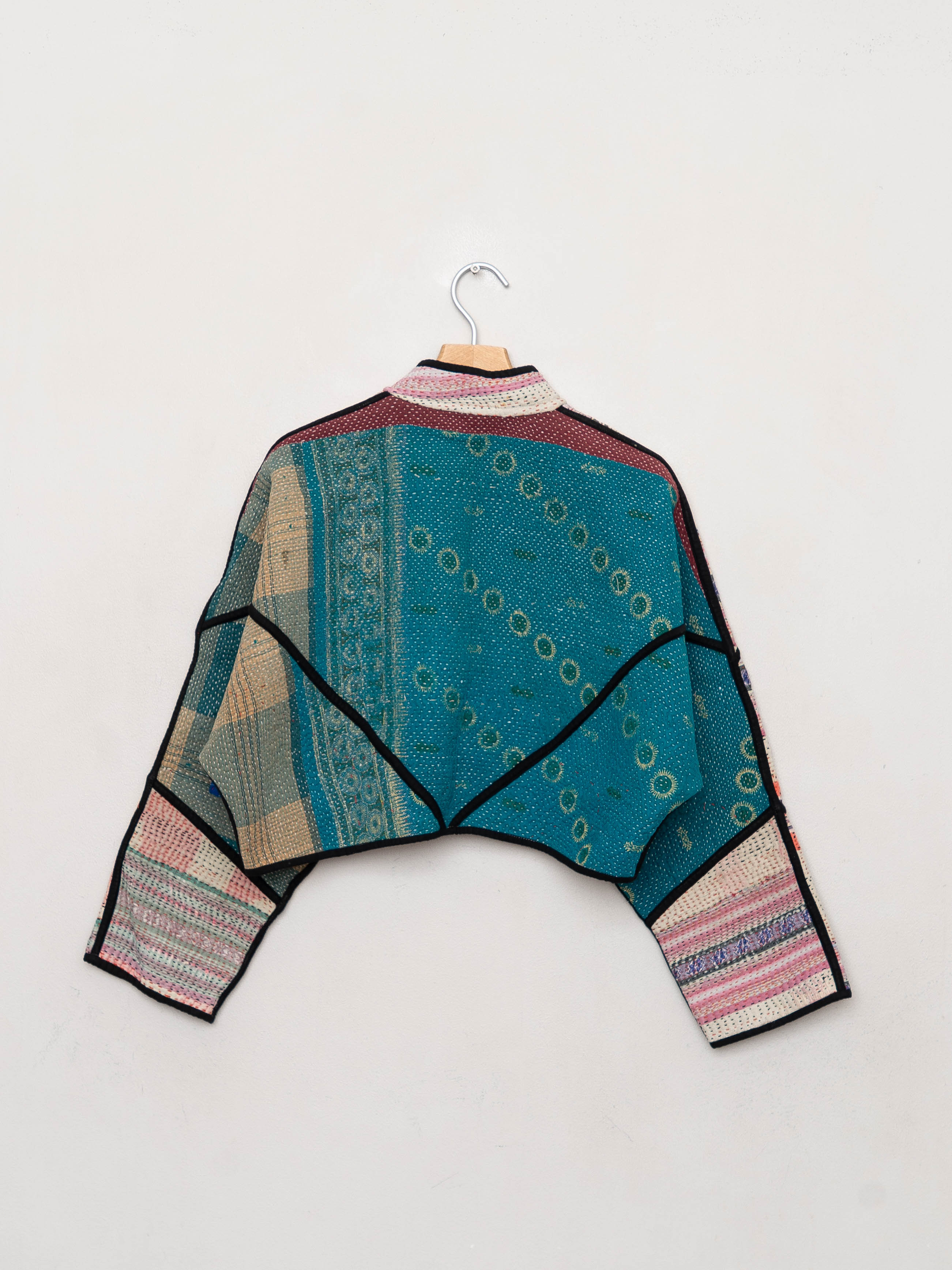 The Kaira Cropped Quilted Patchwork Kantha Jacket