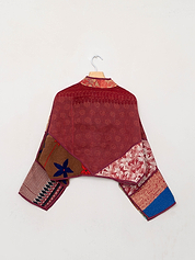 The Kaira Cropped Quilted Patchwork Kantha Jacket