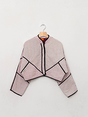 The Kaira Cropped Suzani Cut Out Kantha Jacket