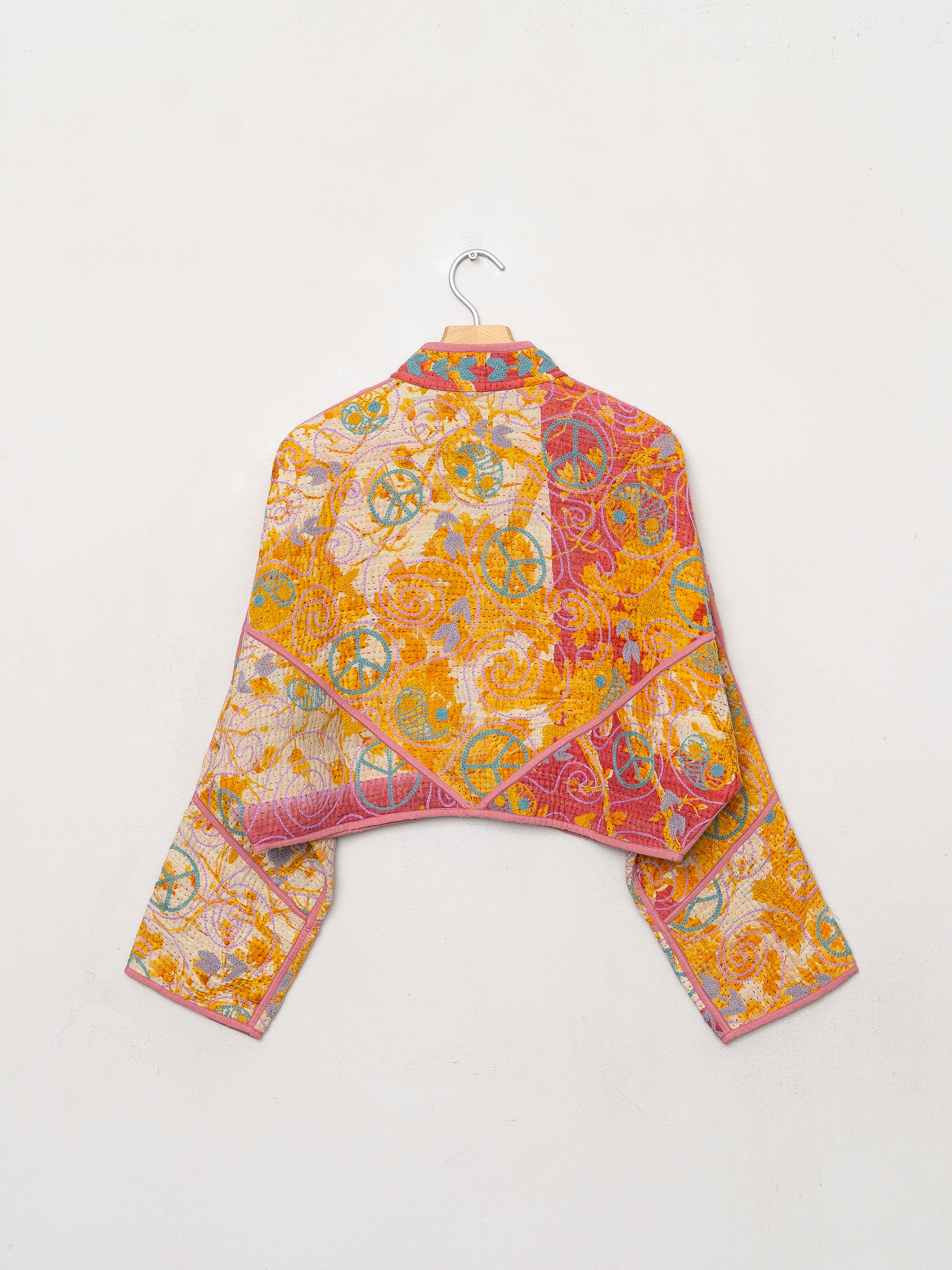 The Kaira Cropped Suzani Quilted Kantha Jacket