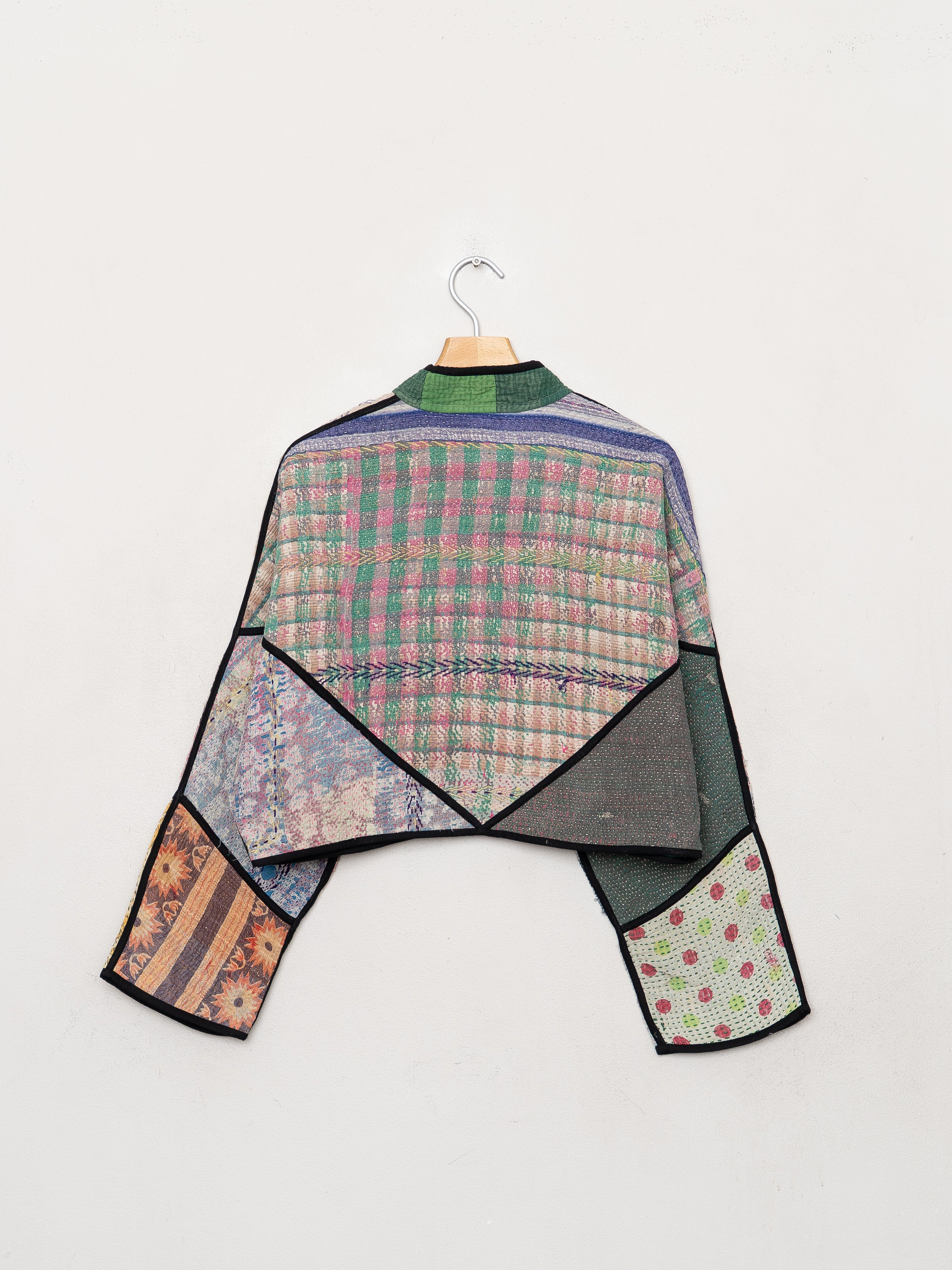 The Kaira Cropped Quilted Patchwork Kantha Jacket