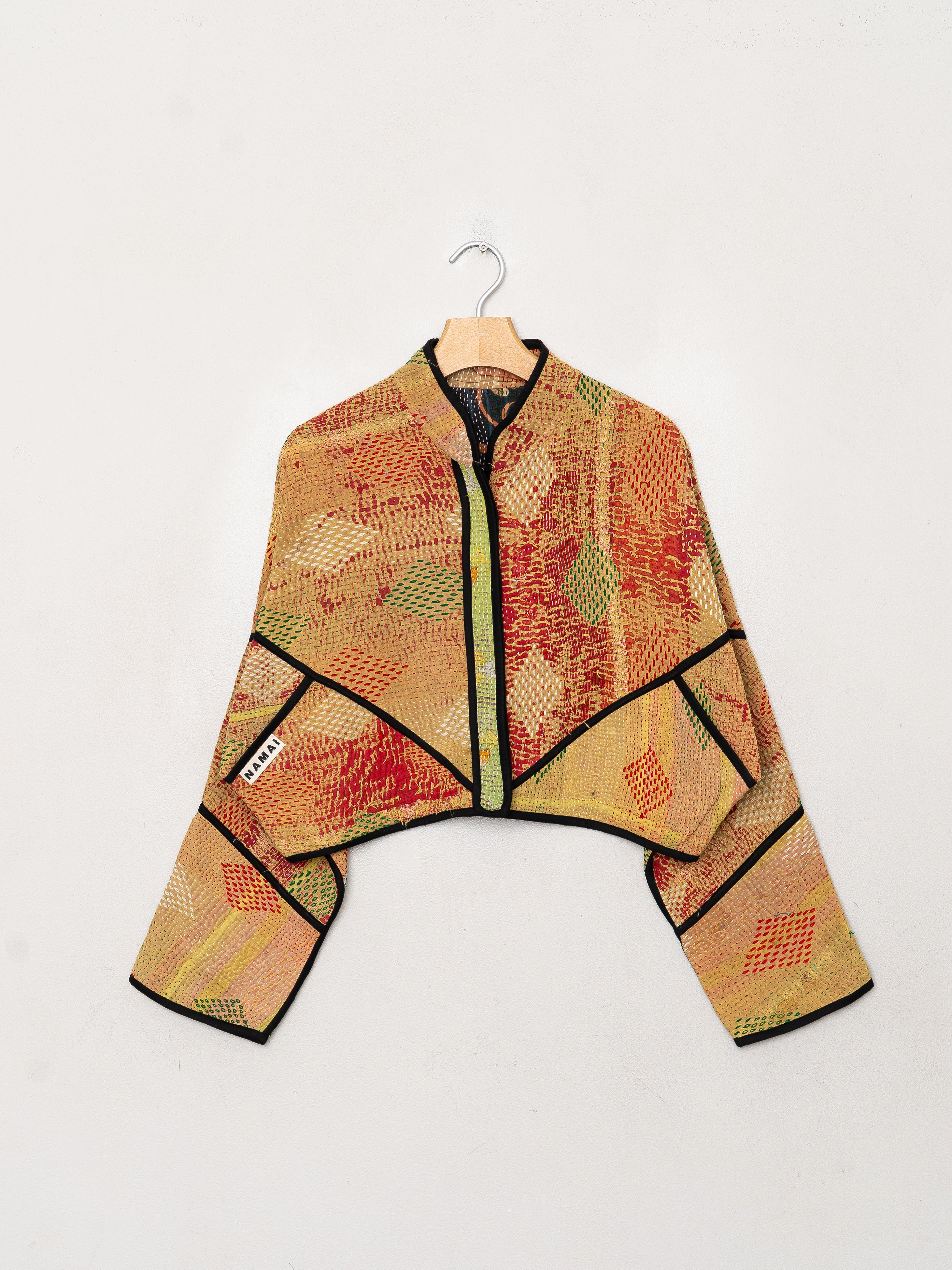 The Kaira Cropped Quilted Patchwork Kantha Jacket