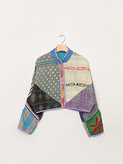 The Kaira Cropped Quilted Patchwork Kantha Jacket