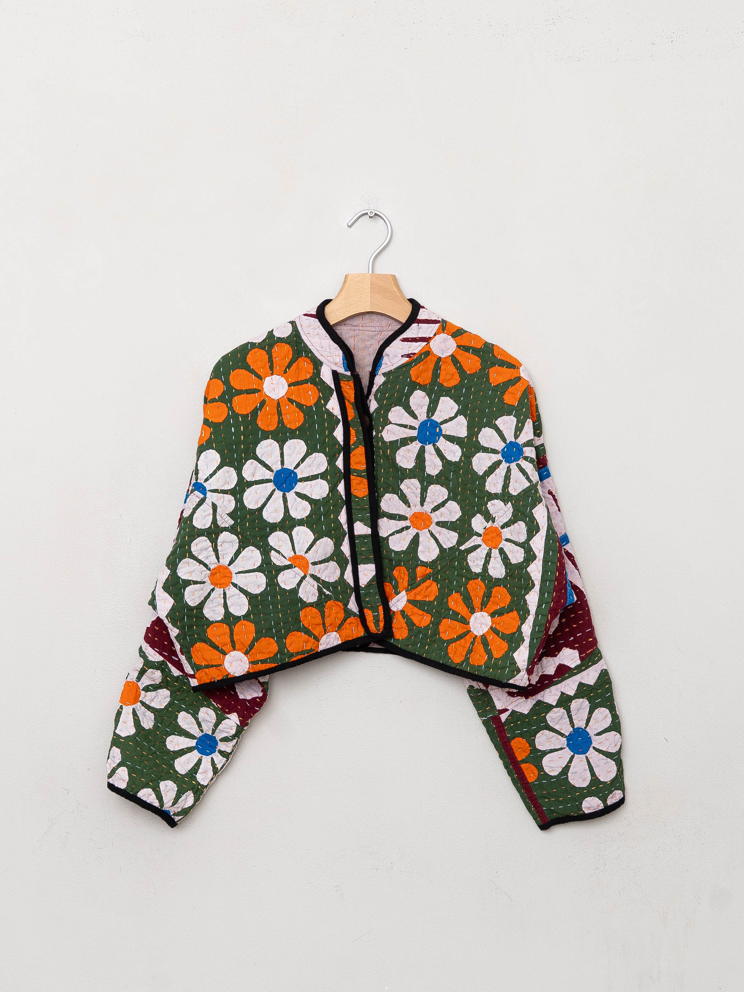The Kaira Cropped Suzani Cut Out Kantha Jacket