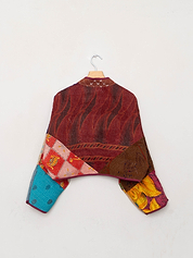 The Kaira Cropped Quilted Patchwork Kantha Jacket