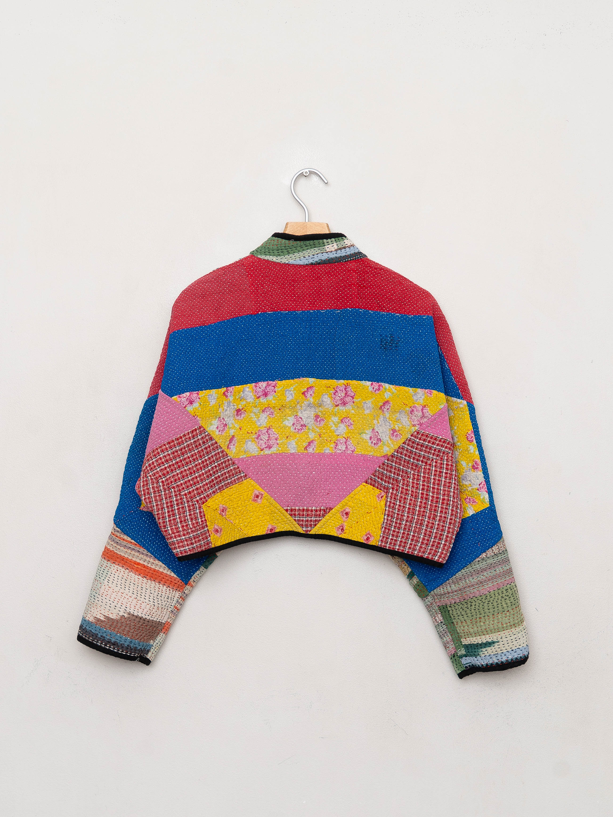 The Kaira Cropped Quilted Patchwork Kantha Jacket