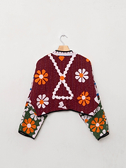 The Kaira Cropped Suzani Cut Out Kantha Jacket