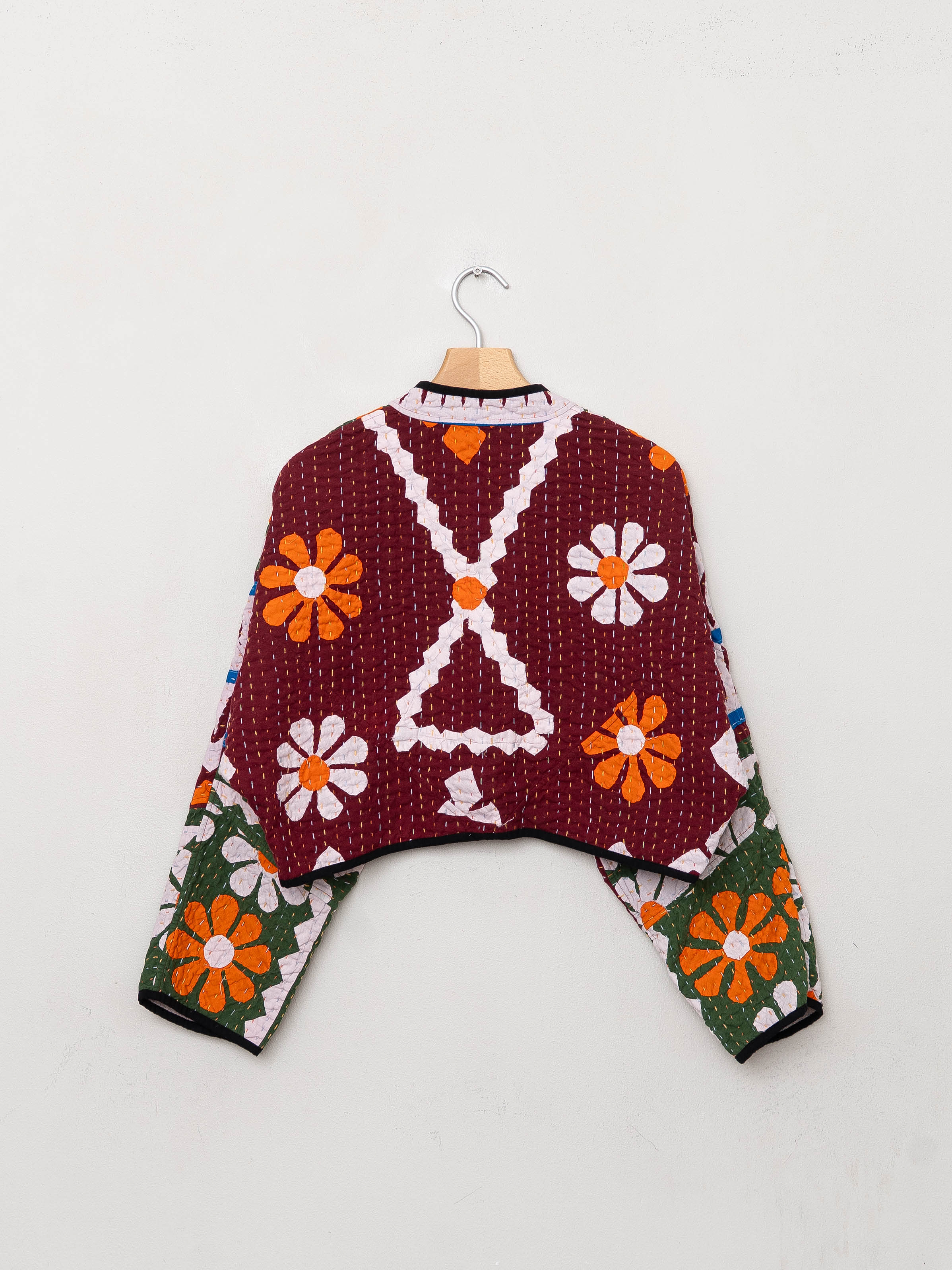 The Kaira Cropped Suzani Cut Out Kantha Jacket