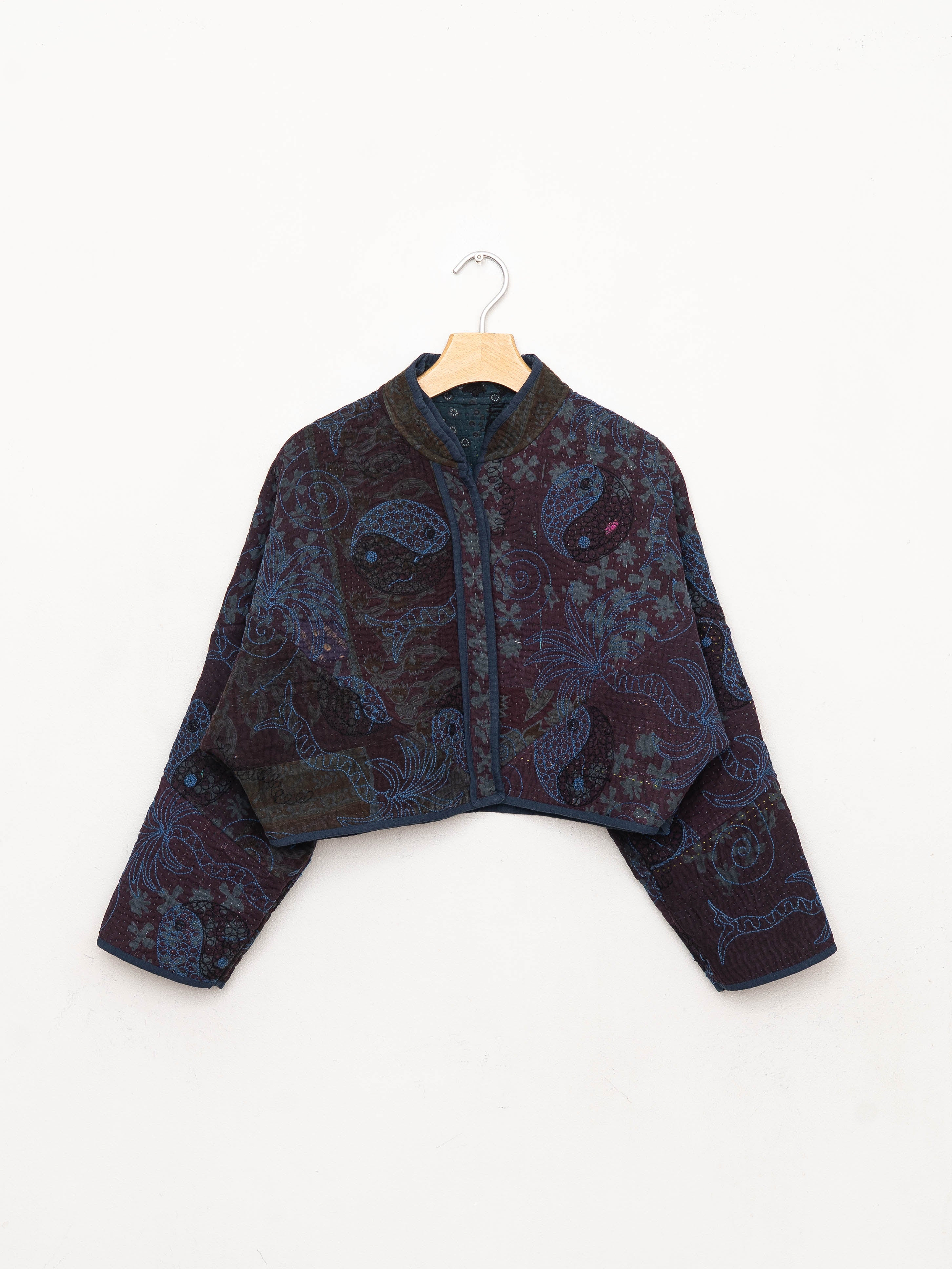 The Kaira Cropped Suzani Quilted Kantha Jacket