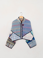 The Kaira Cropped Quilted Patchwork Kantha Jacket