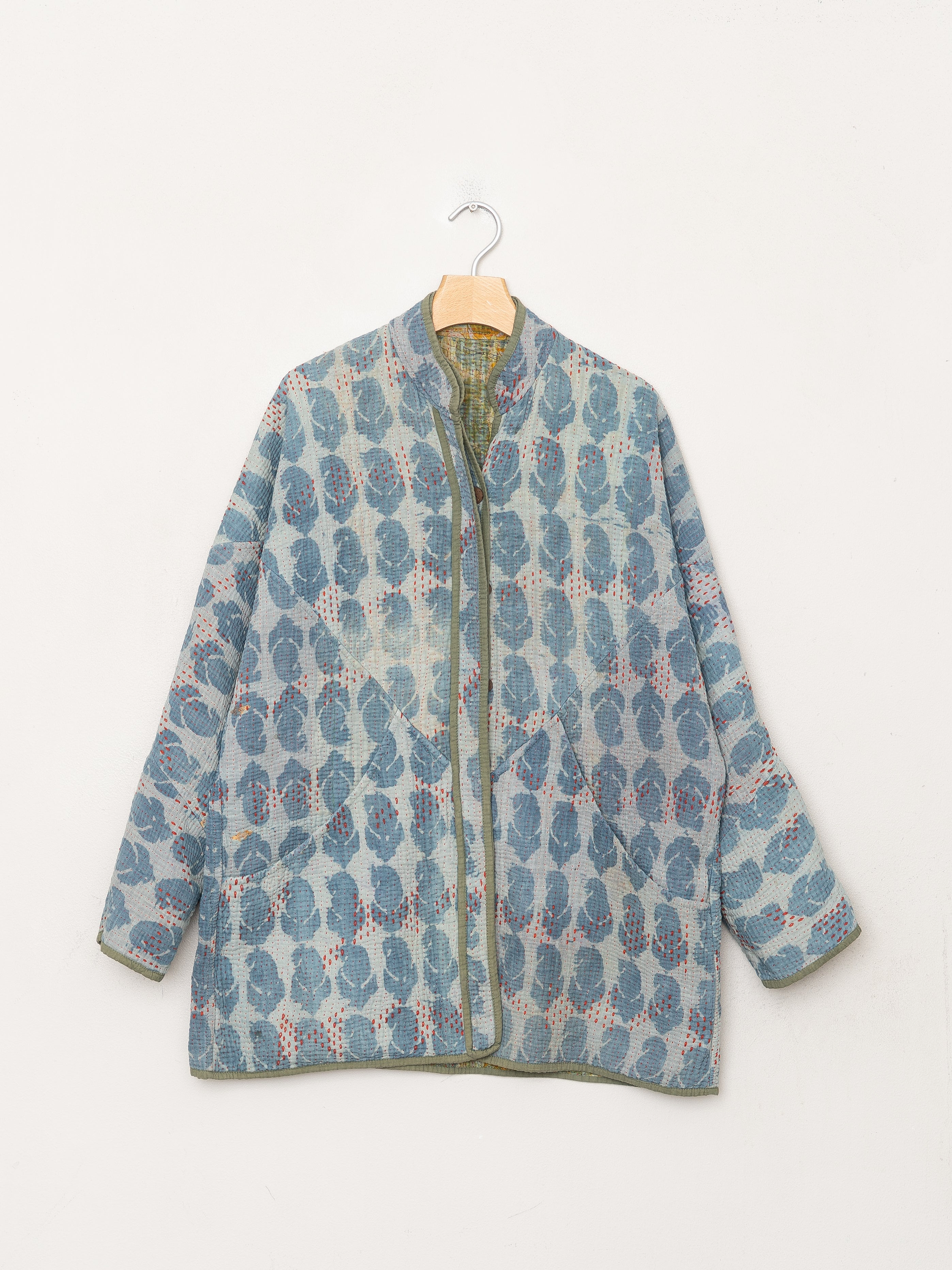 The Narmada Quilted Indigo Kantha Jacket