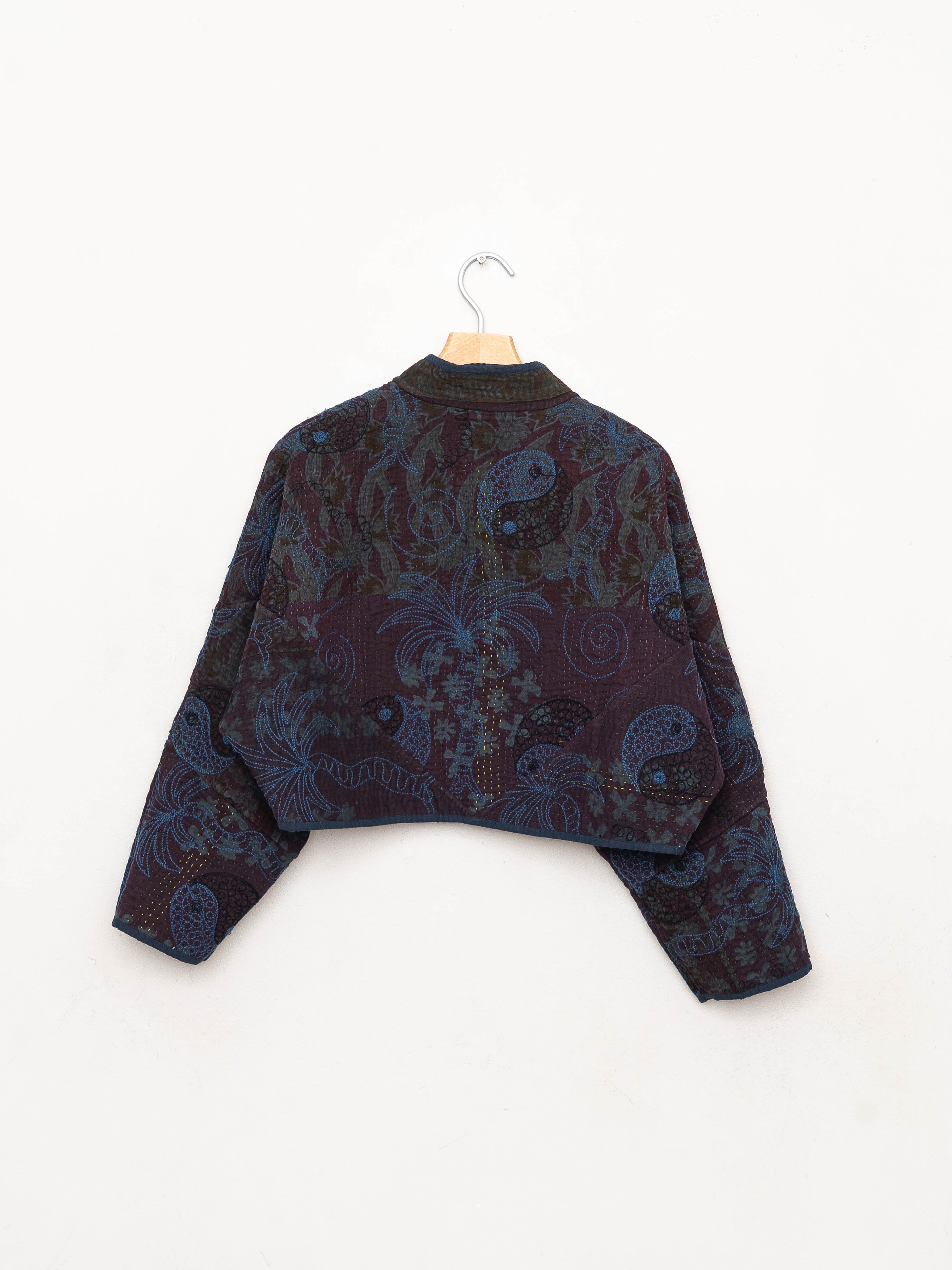 The Kaira Cropped Suzani Quilted Kantha Jacket