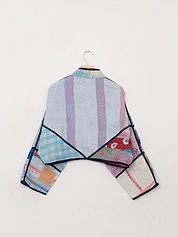 The Kaira Cropped Quilted Patchwork Kantha Jacket