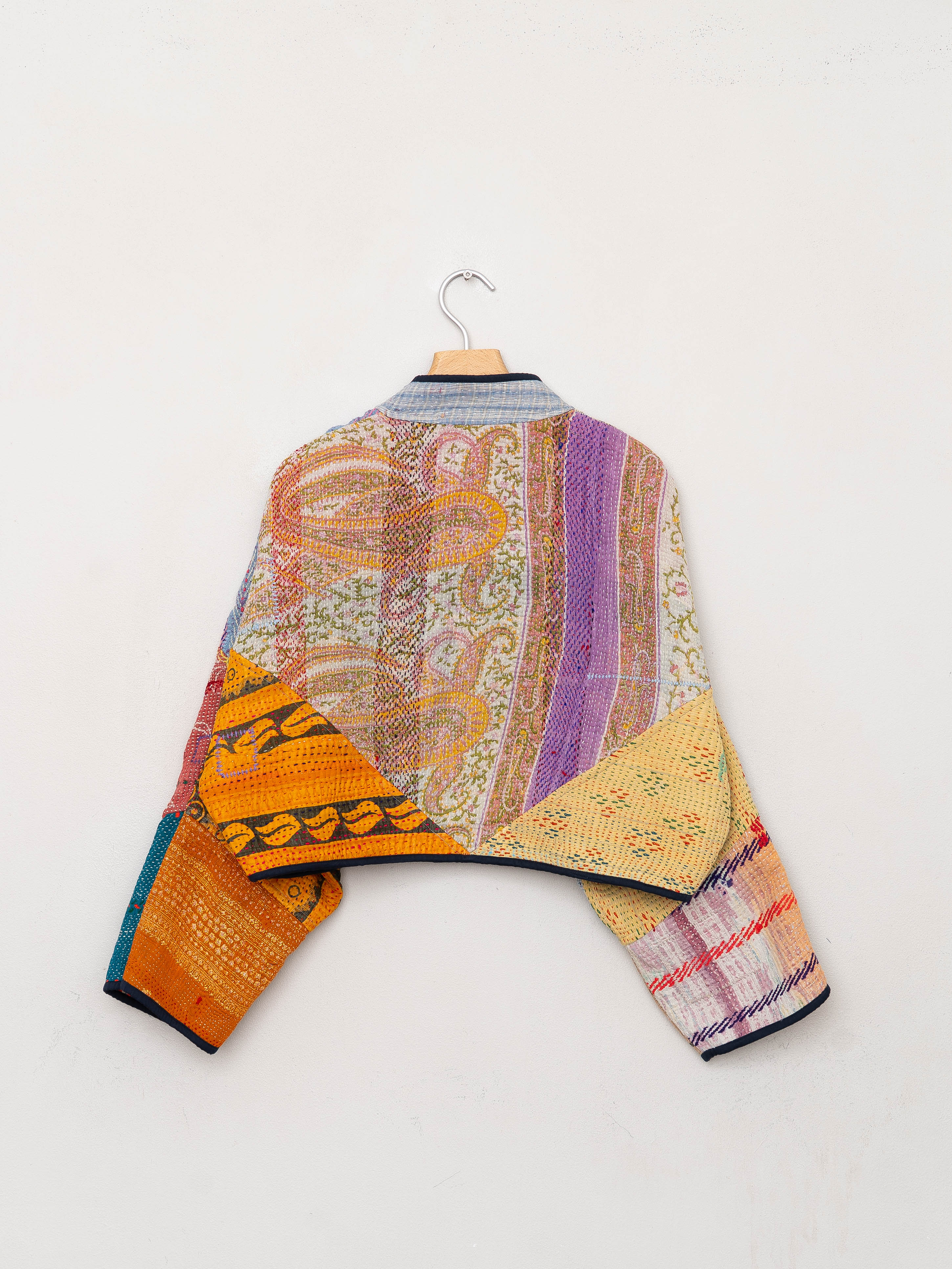 The Kaira Cropped Quilted Patchwork Kantha Jacket