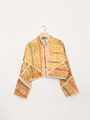 The Kaira Cropped Quilted Patchwork Kantha Jacket