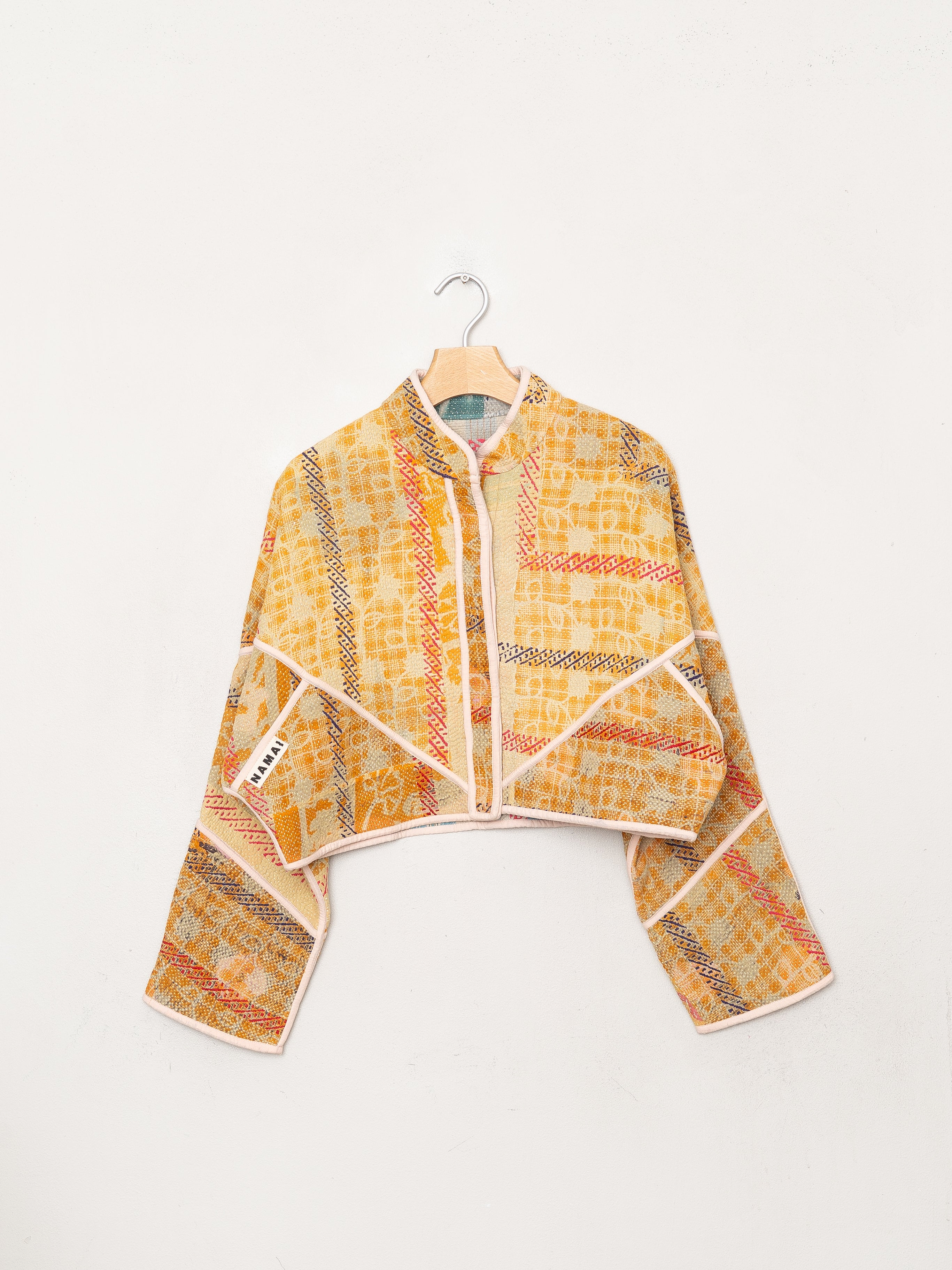 The Kaira Cropped Quilted Patchwork Kantha Jacket