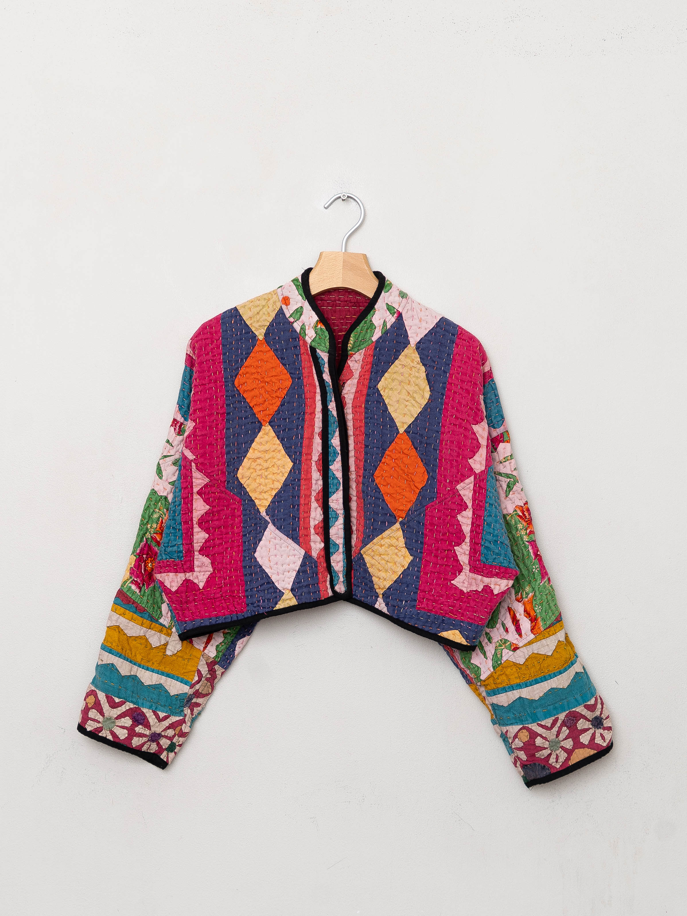 The Kaira Cropped Suzani Cut Out Kantha Jacket