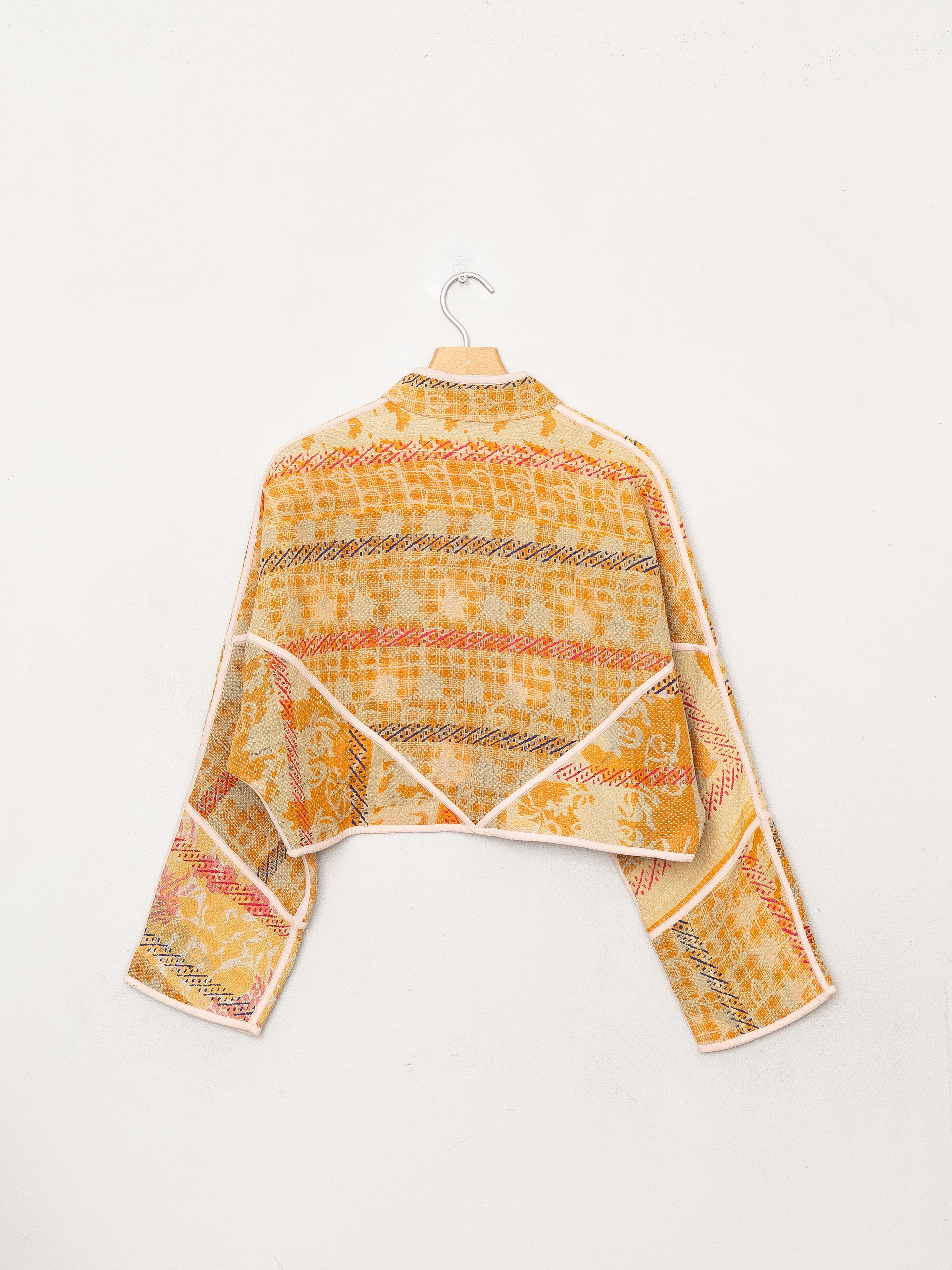 The Kaira Cropped Quilted Patchwork Kantha Jacket