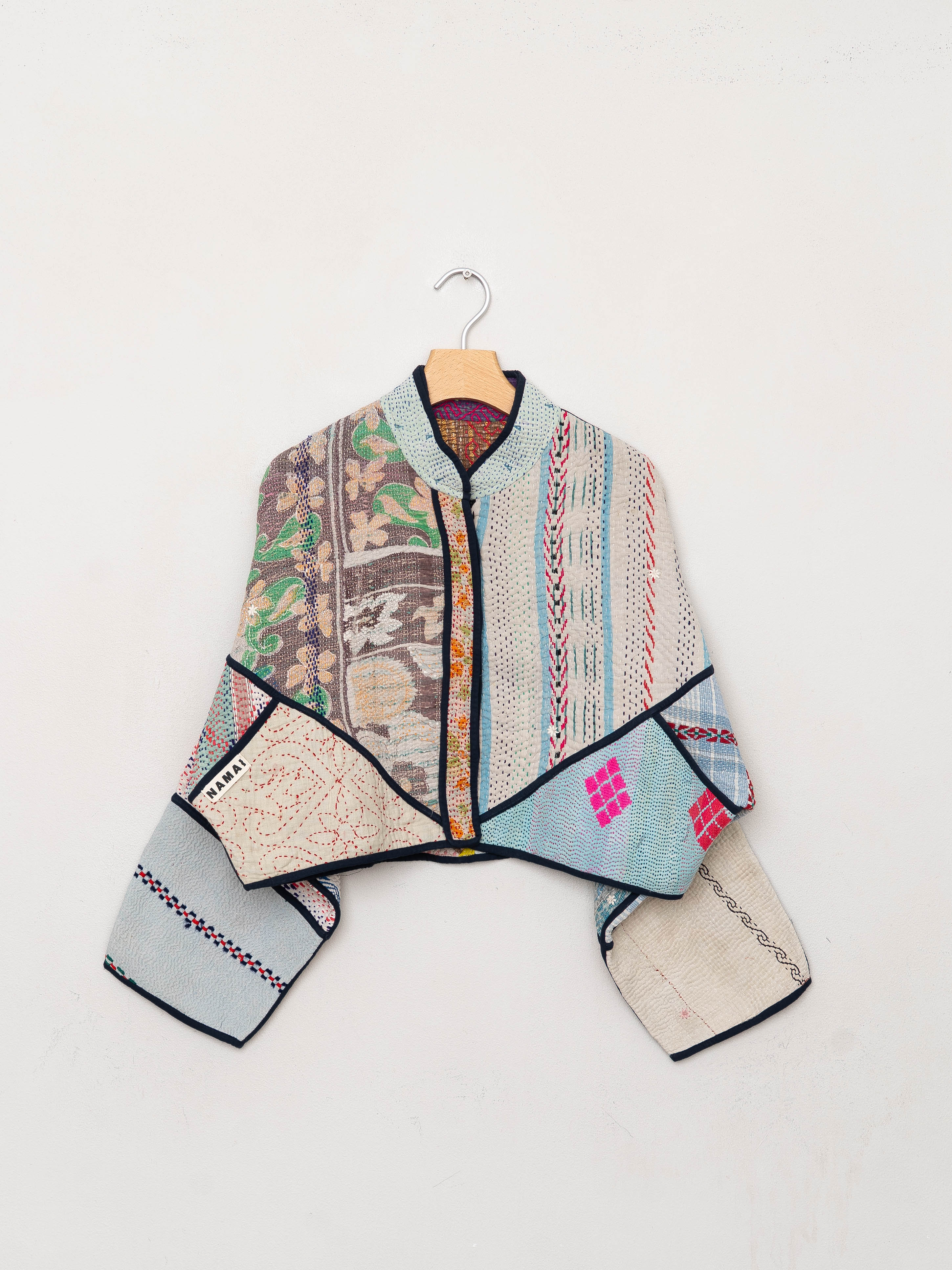 The Kaira Cropped Quilted Patchwork Kantha Jacket