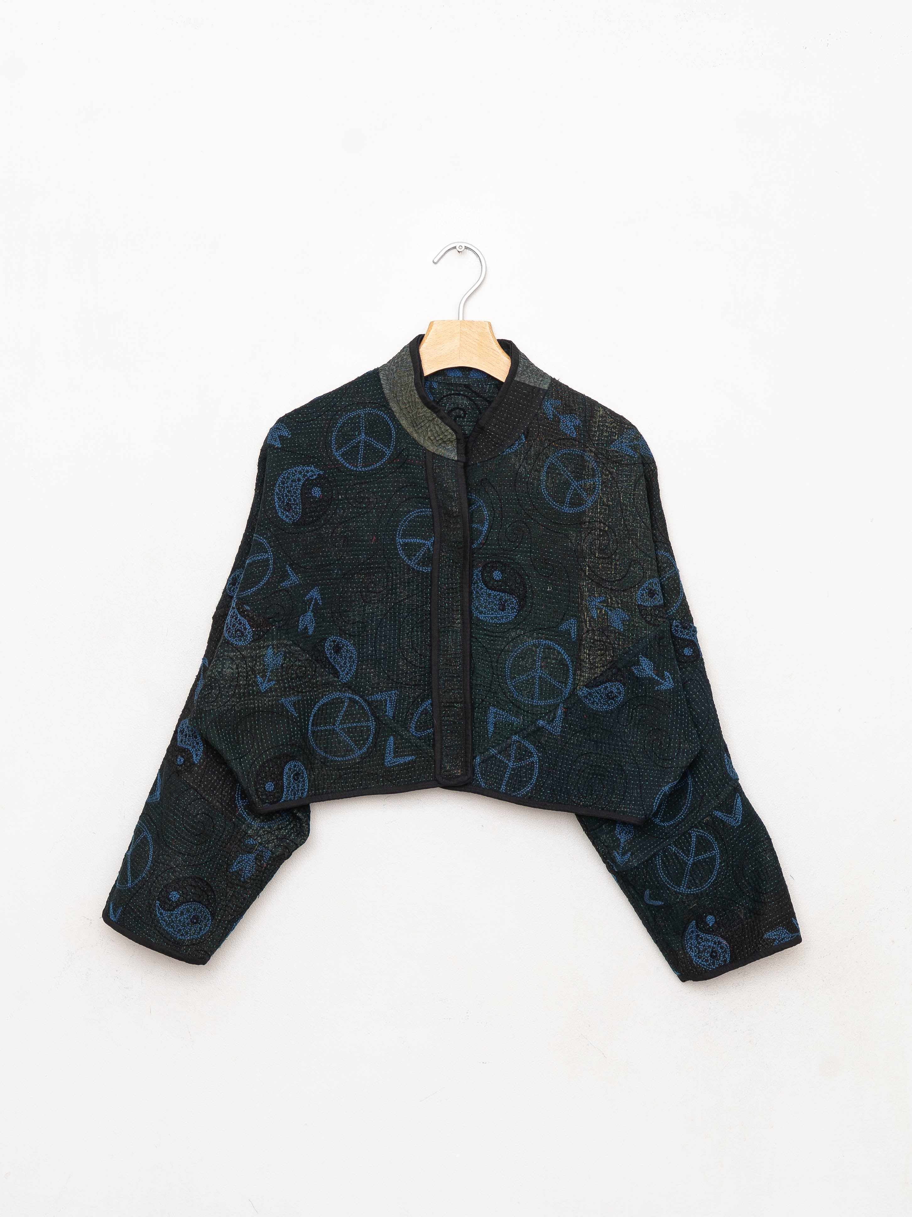 The Kaira Cropped Suzani Quilted Kantha Jacket