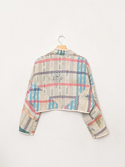 The Kaira Cropped Quilted Patchwork Kantha Jacket