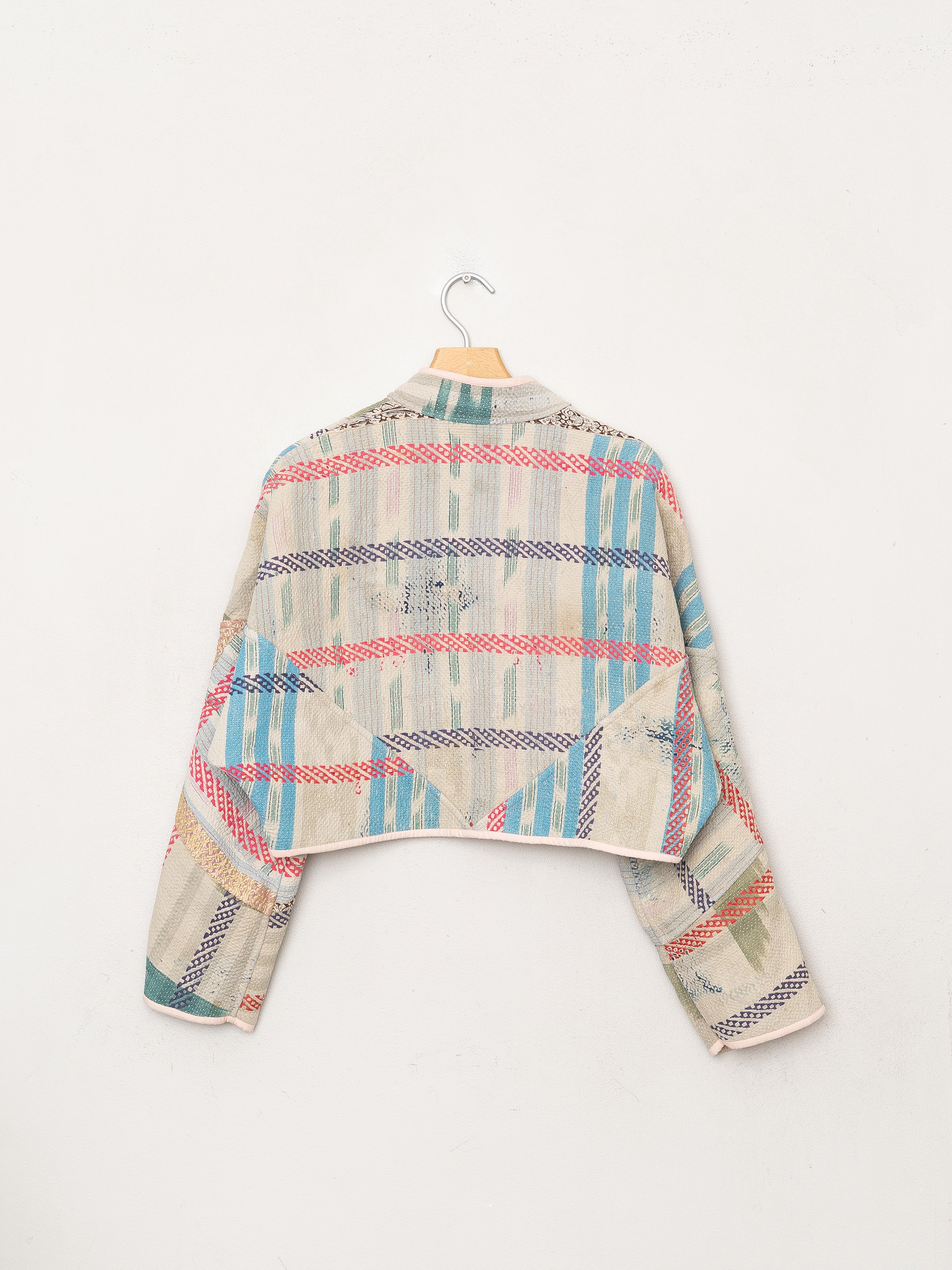 The Kaira Cropped Quilted Patchwork Kantha Jacket