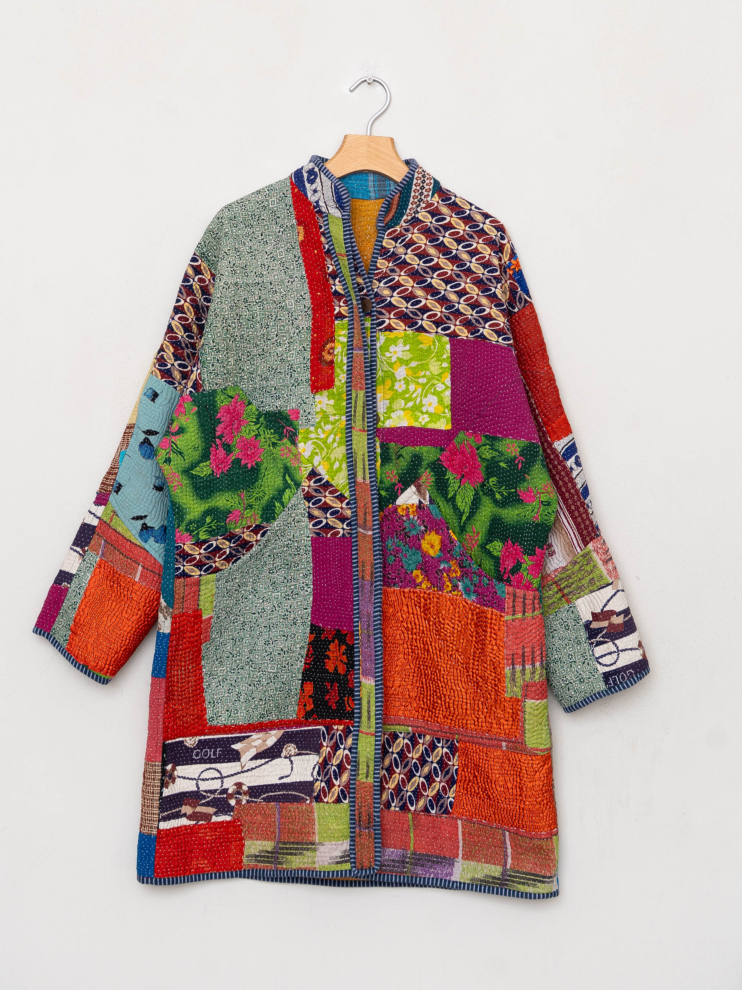 The Sai Quilted Patchwork Kantha Coat