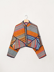 The Kaira Cropped Quilted Patchwork Kantha Jacket