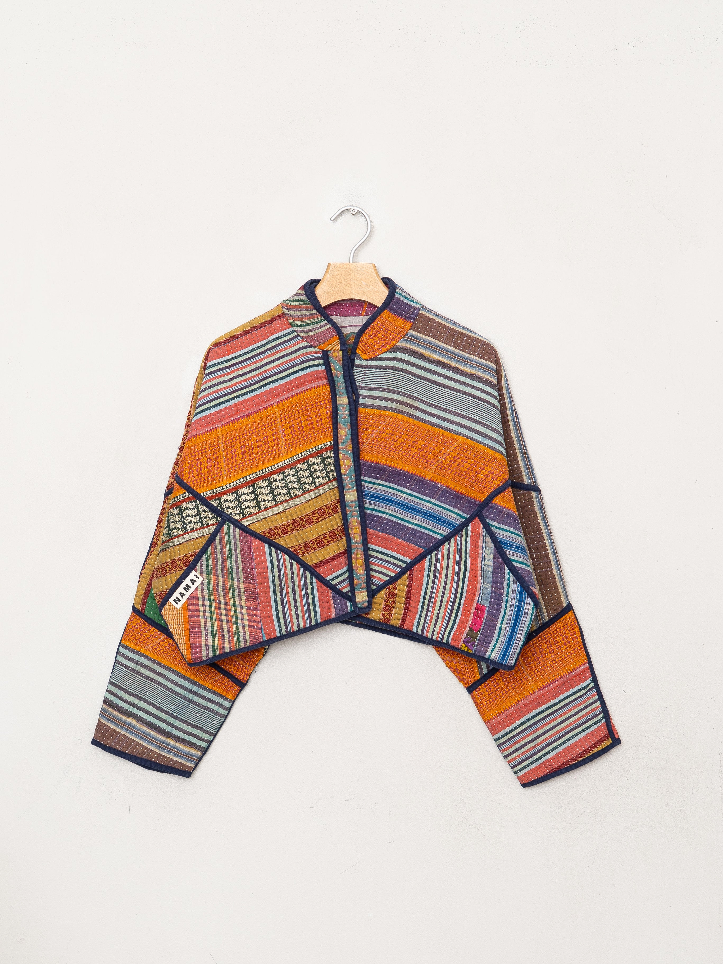 The Kaira Cropped Quilted Patchwork Kantha Jacket