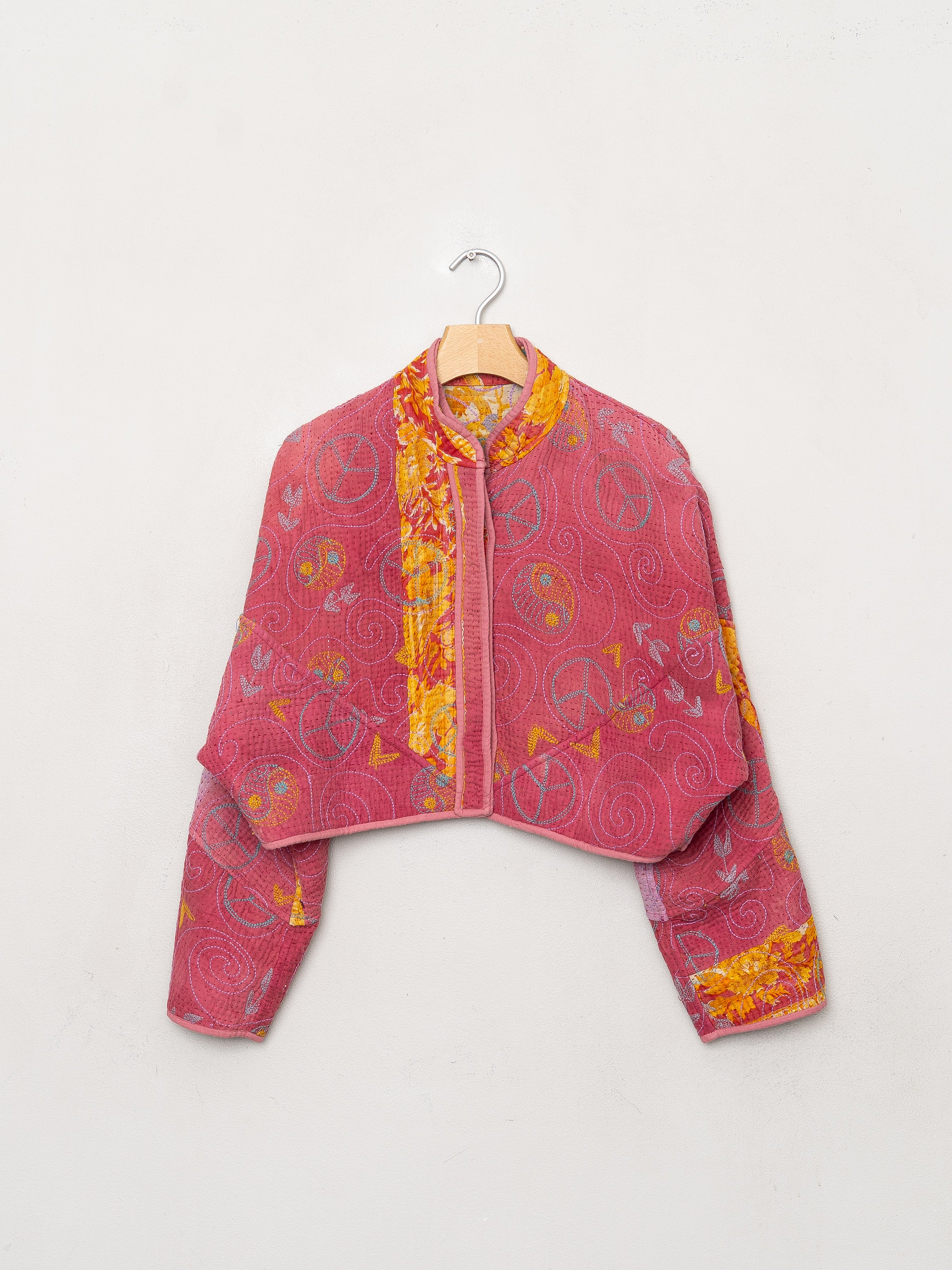 The Kaira Cropped Suzani Quilted Kantha Jacket