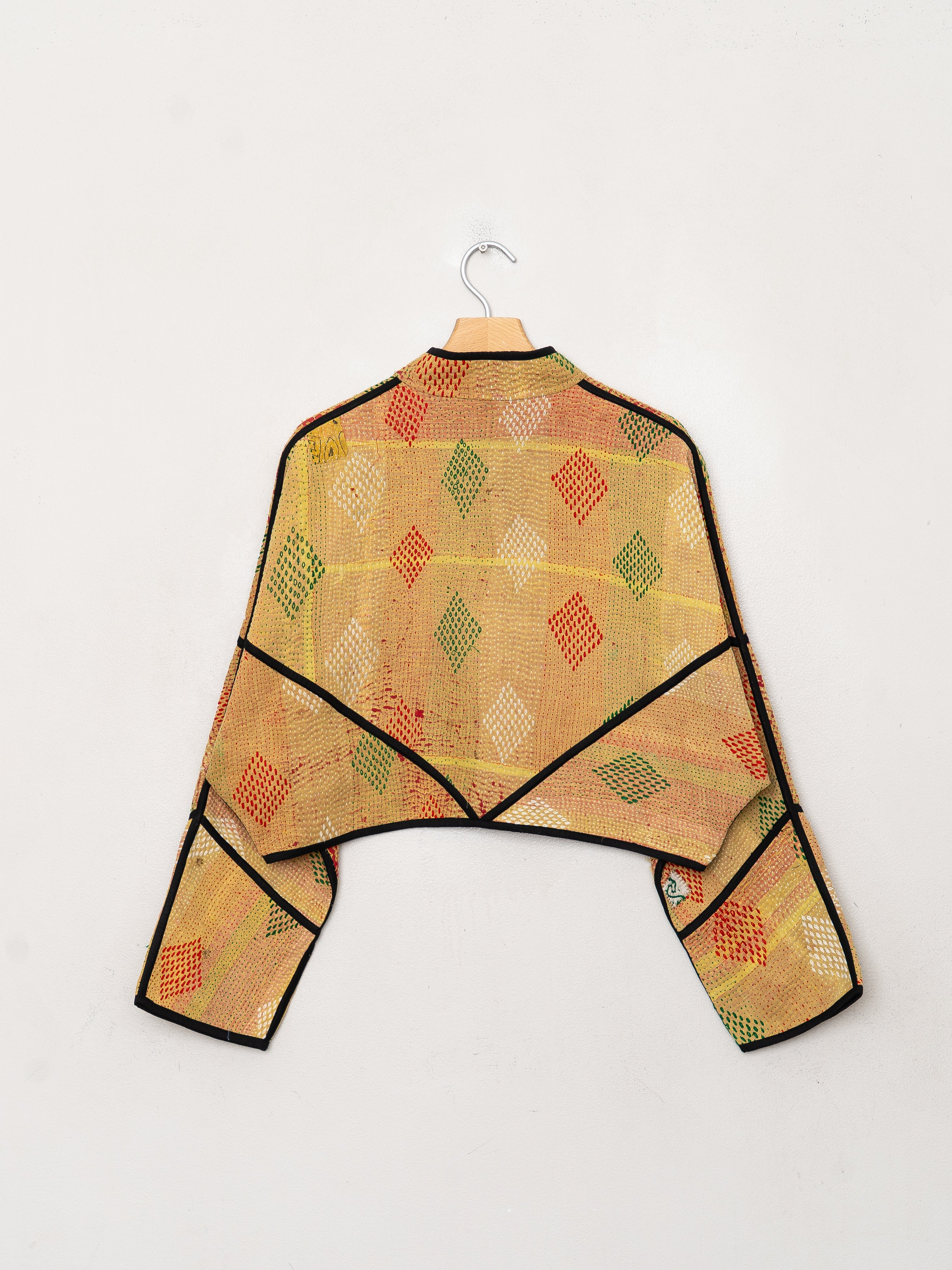The Kaira Cropped Quilted Patchwork Kantha Jacket