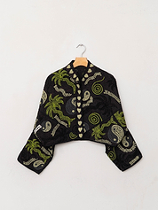 The Kaira Cropped Suzani Quilted Kantha Jacket