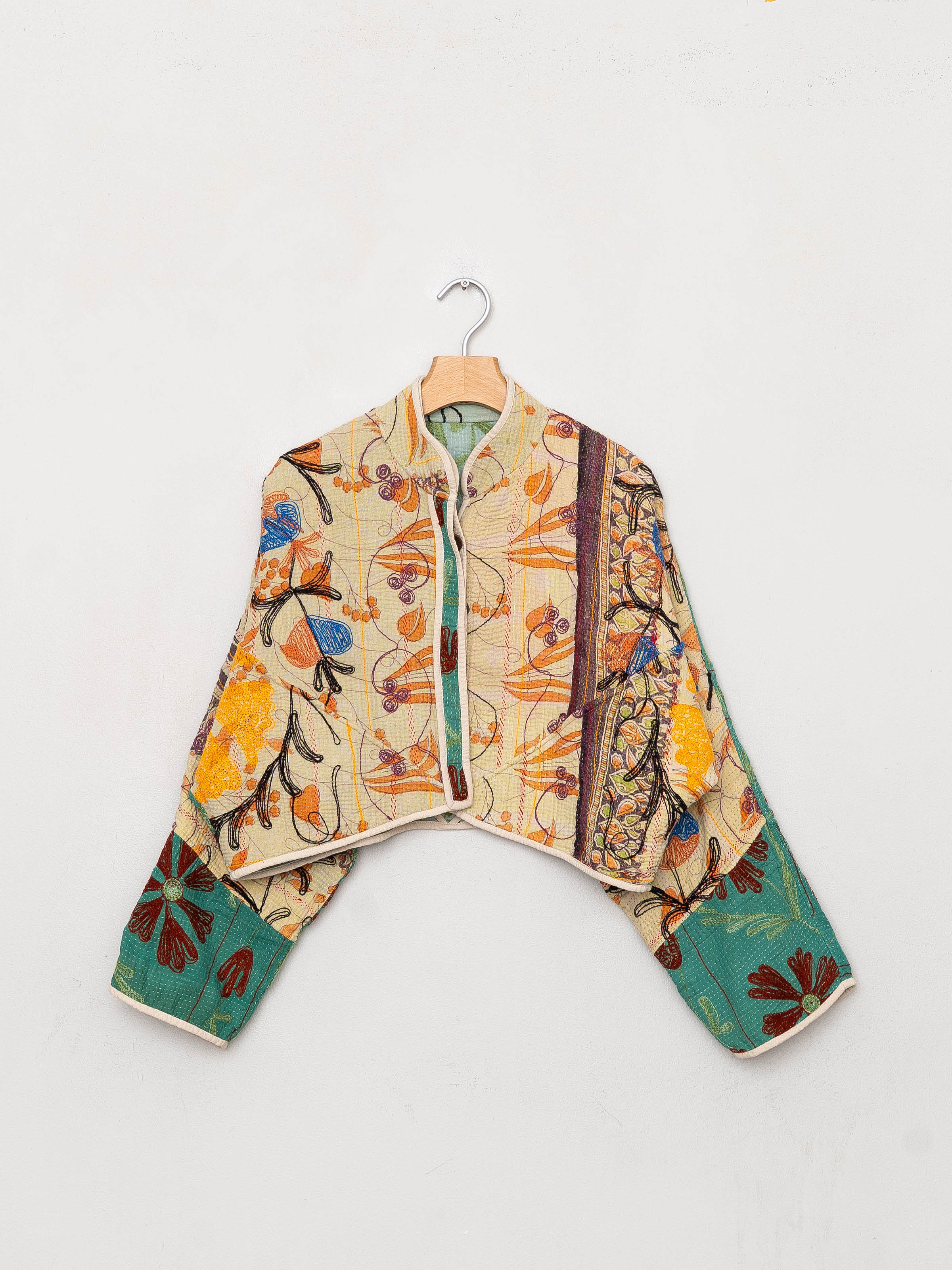 The Kaira Cropped Suzani Quilted Kantha Jacket