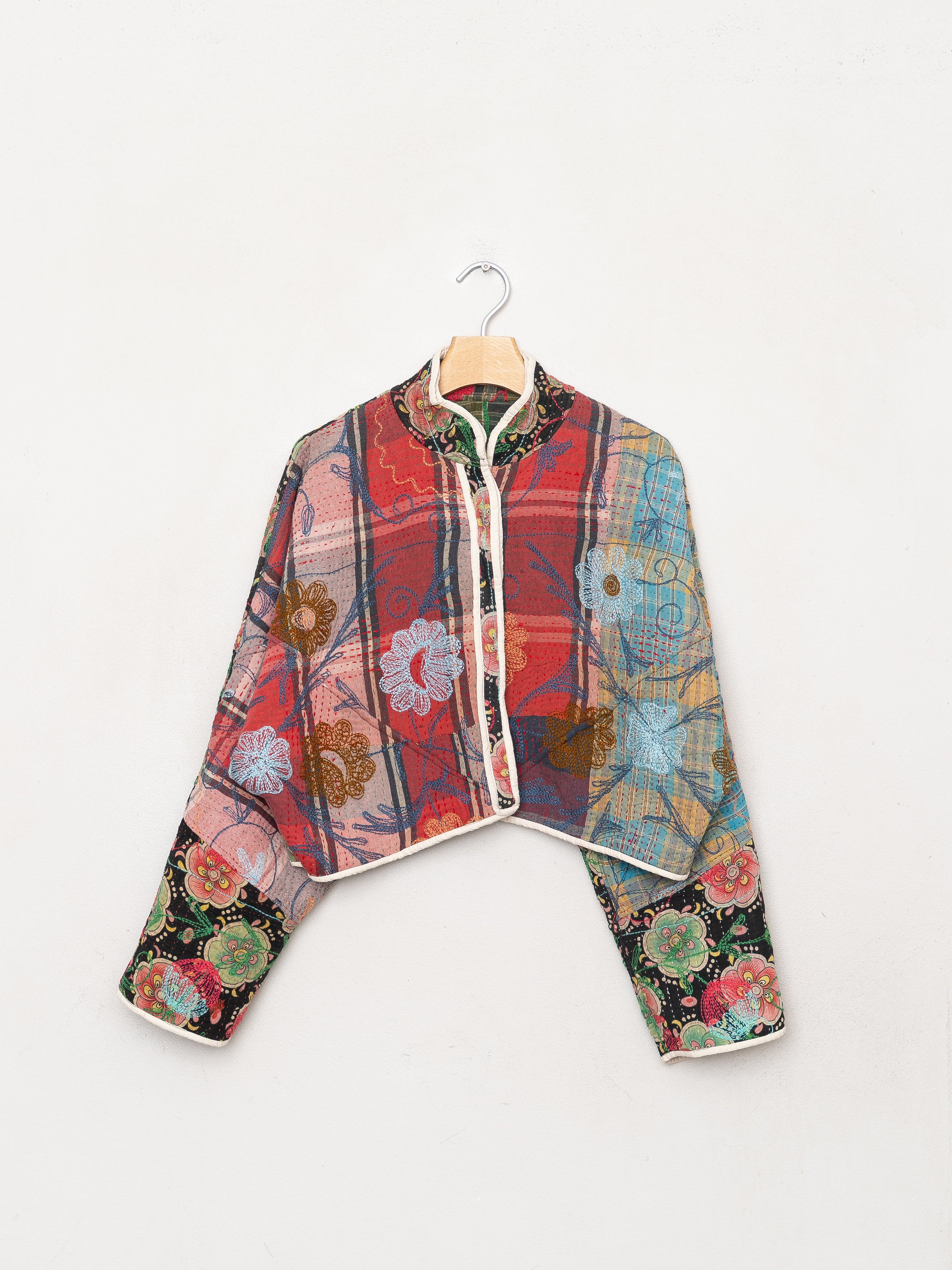 The Kaira Cropped Suzani Quilted Kantha Jacket