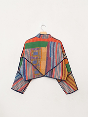 The Kaira Cropped Quilted Patchwork Kantha Jacket