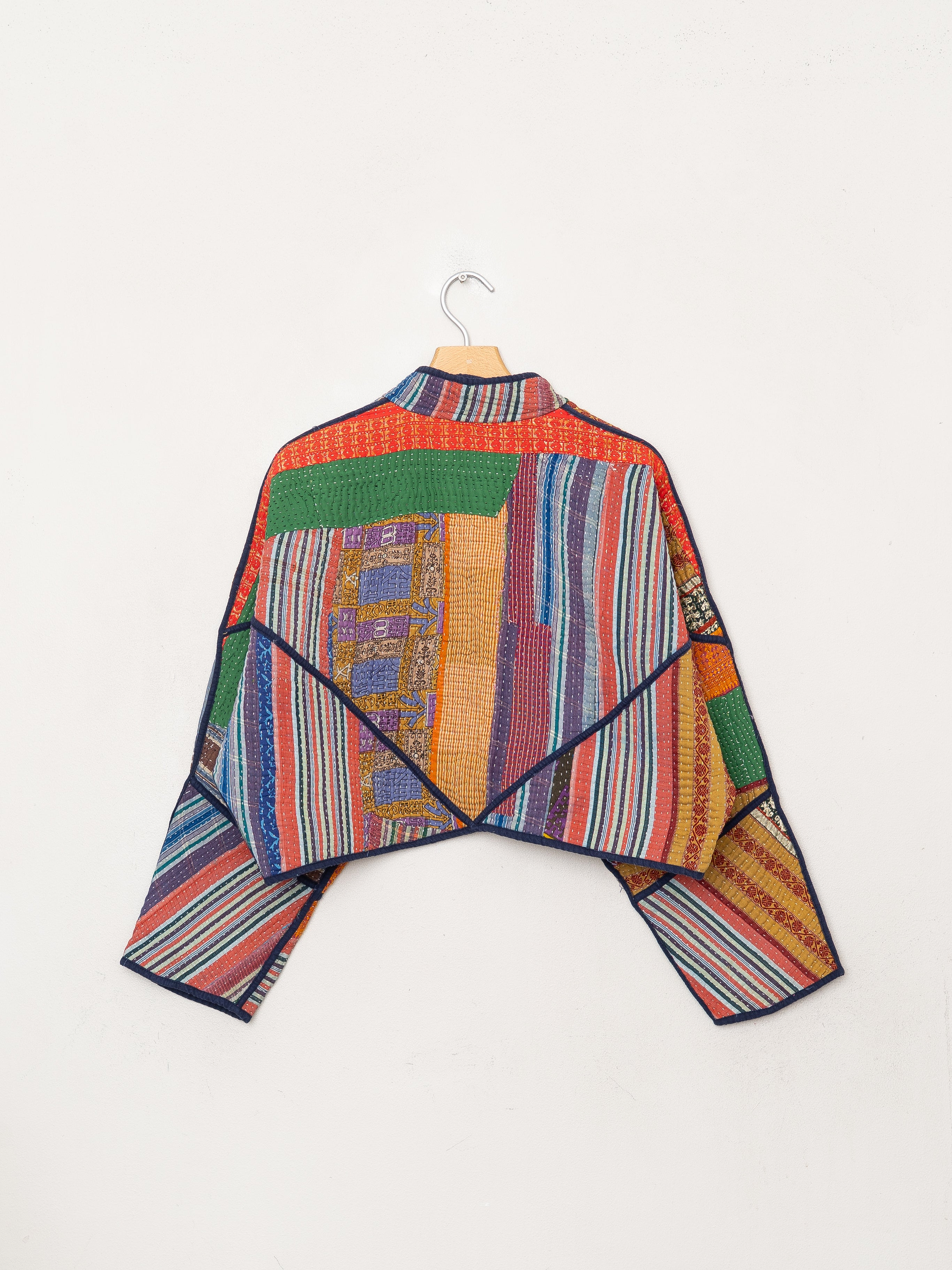 The Kaira Cropped Quilted Patchwork Kantha Jacket