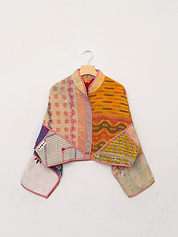 The Kaira Cropped Quilted Patchwork Kantha Jacket