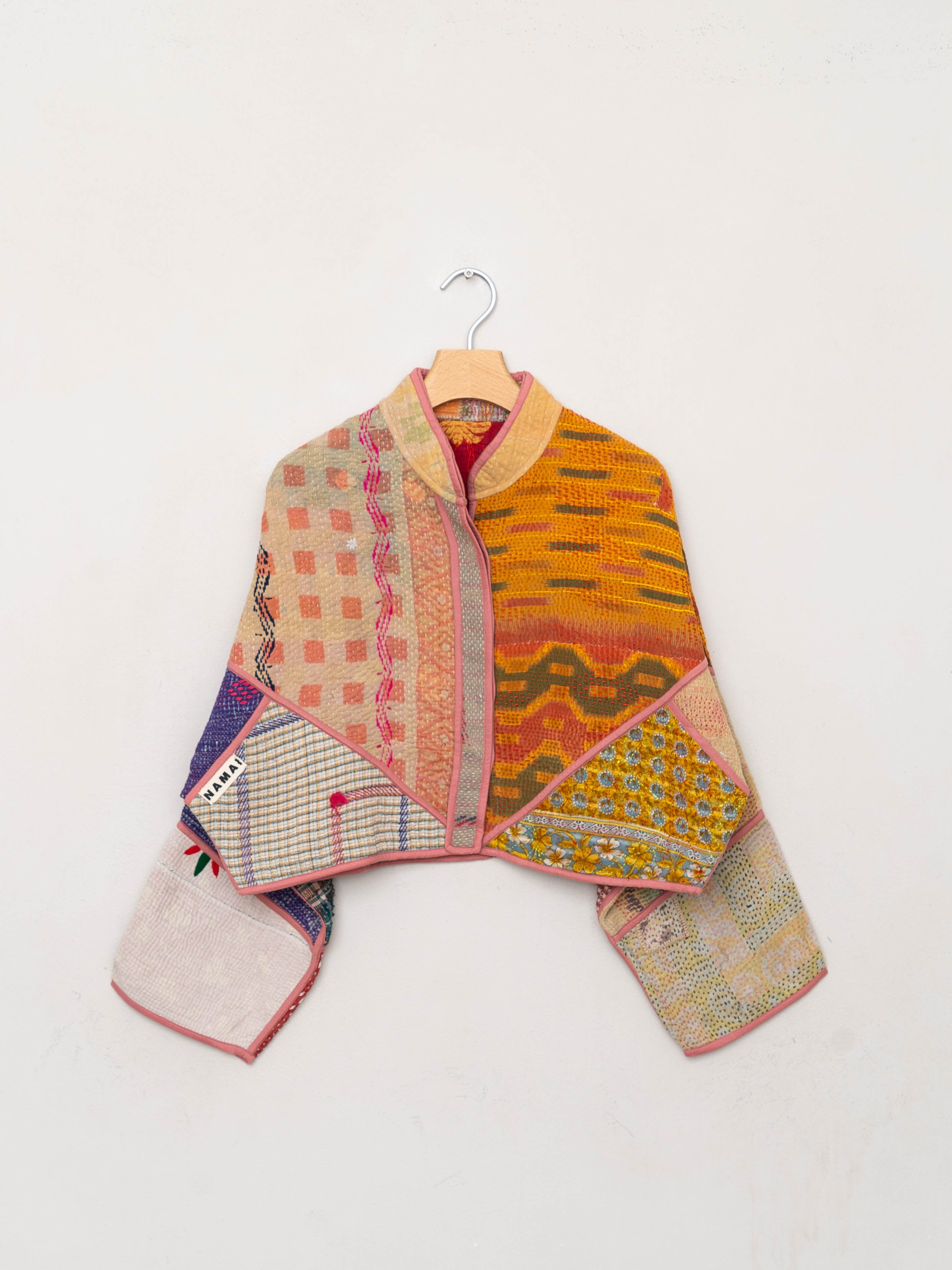 The Kaira Cropped Quilted Patchwork Kantha Jacket