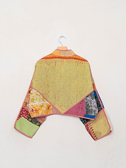 The Kaira Cropped Quilted Patchwork Kantha Jacket