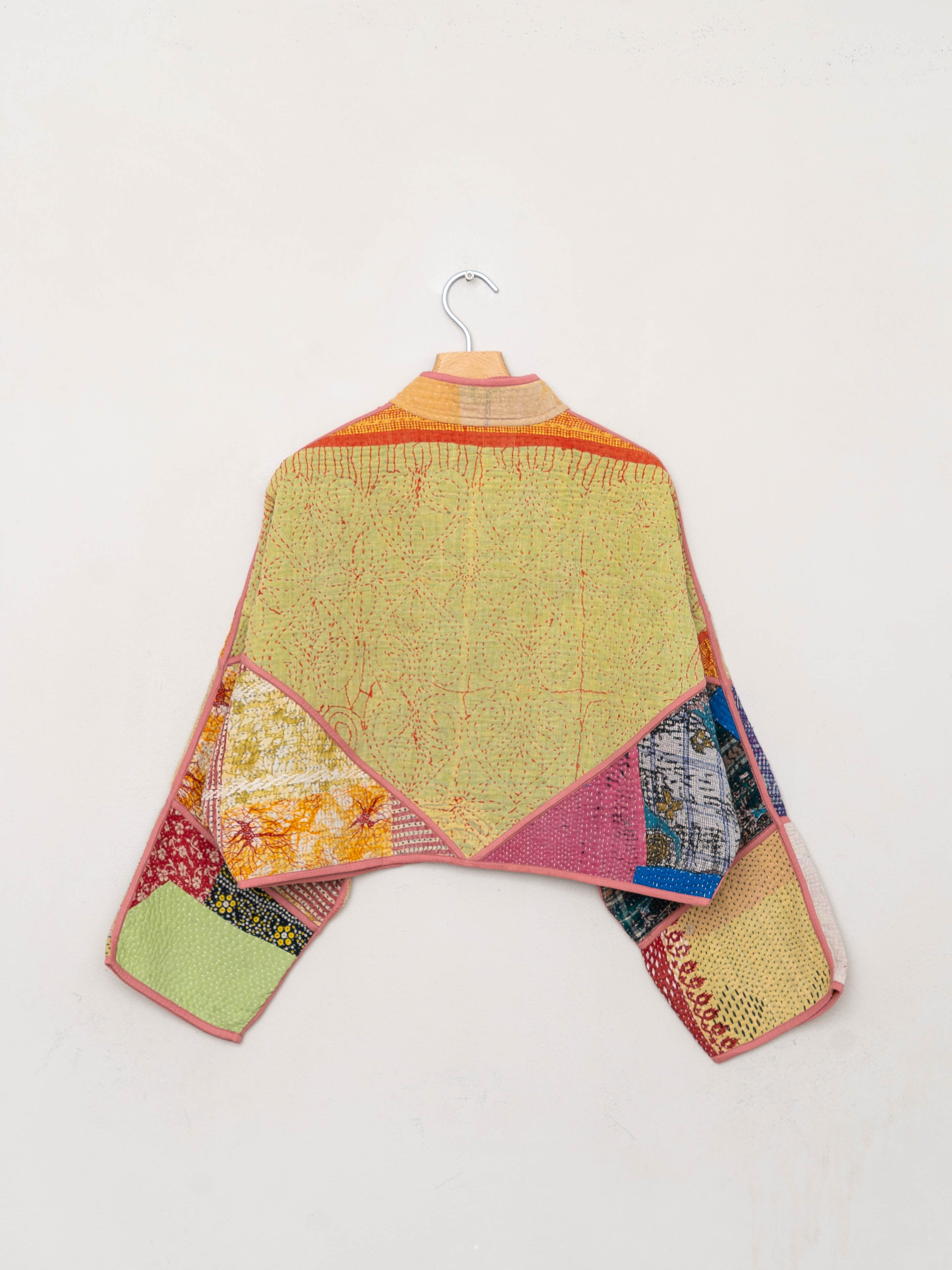 The Kaira Cropped Quilted Patchwork Kantha Jacket