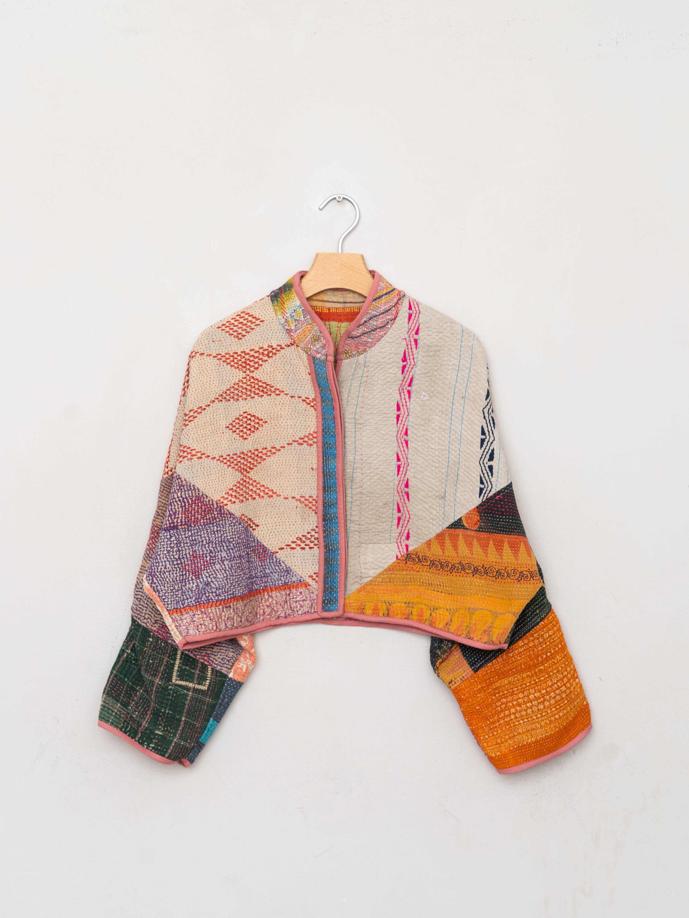 The Kaira Cropped Quilted Patchwork Kantha Jacket