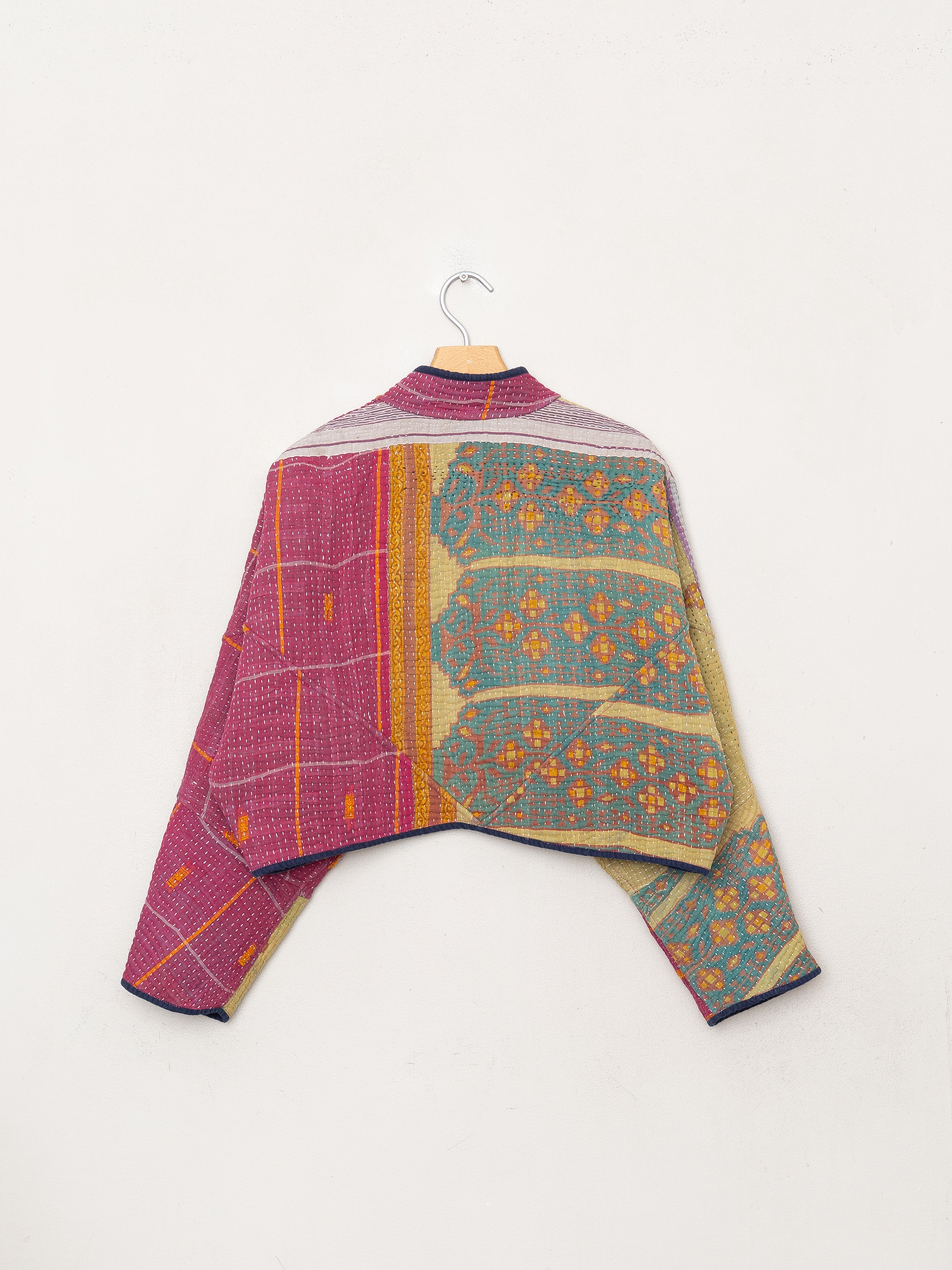 The Kaira Cropped Quilted Patchwork Kantha Jacket