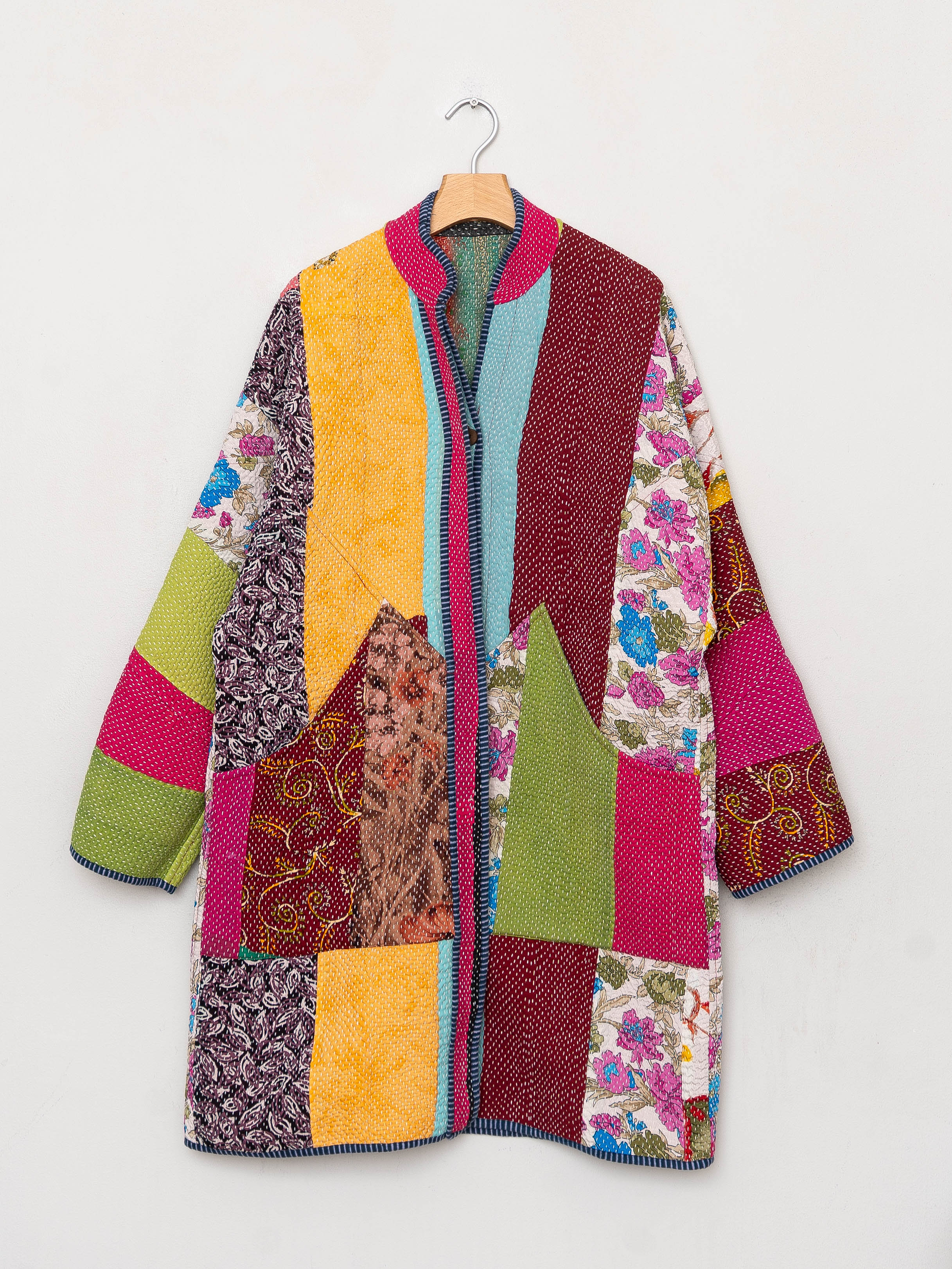 The Sai Quilted Patchwork Kantha Coat