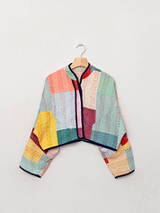 The Kaira Cropped Patchwork Ralli Quilt Jacket