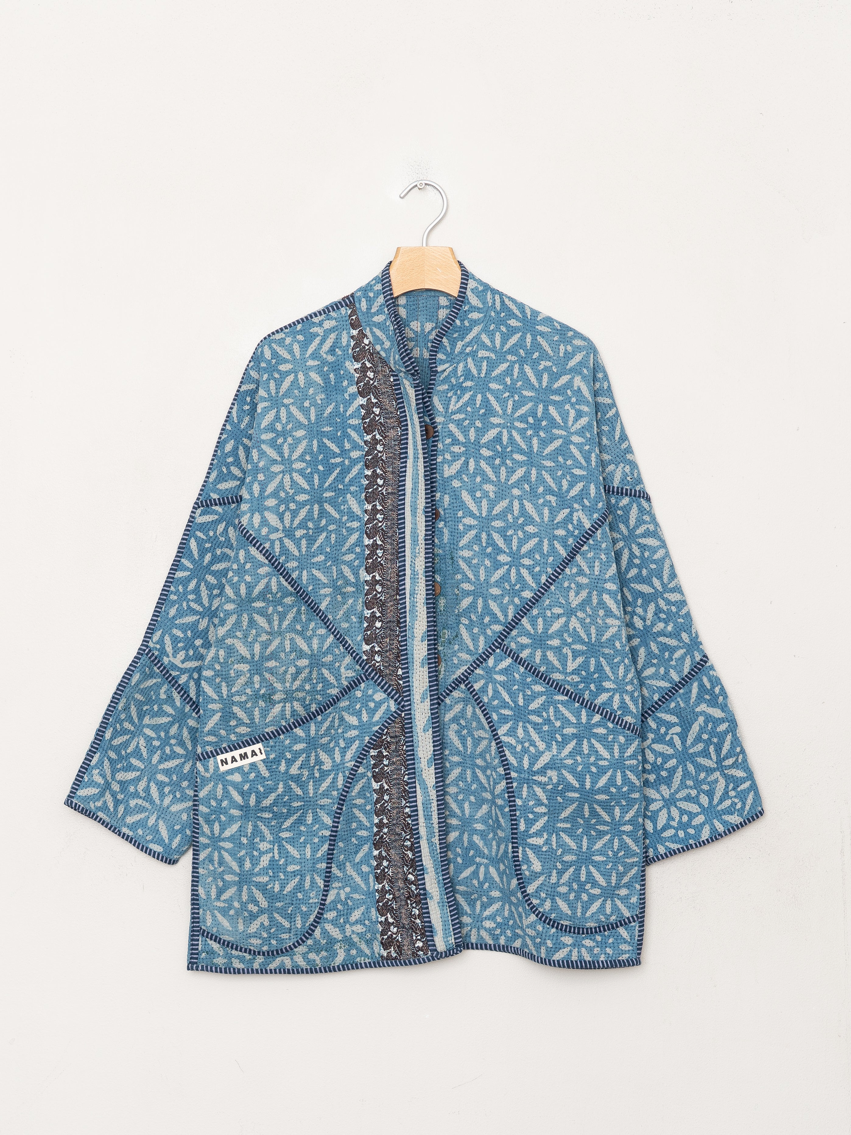 The Narmada Quilted Indigo Kantha Jacket